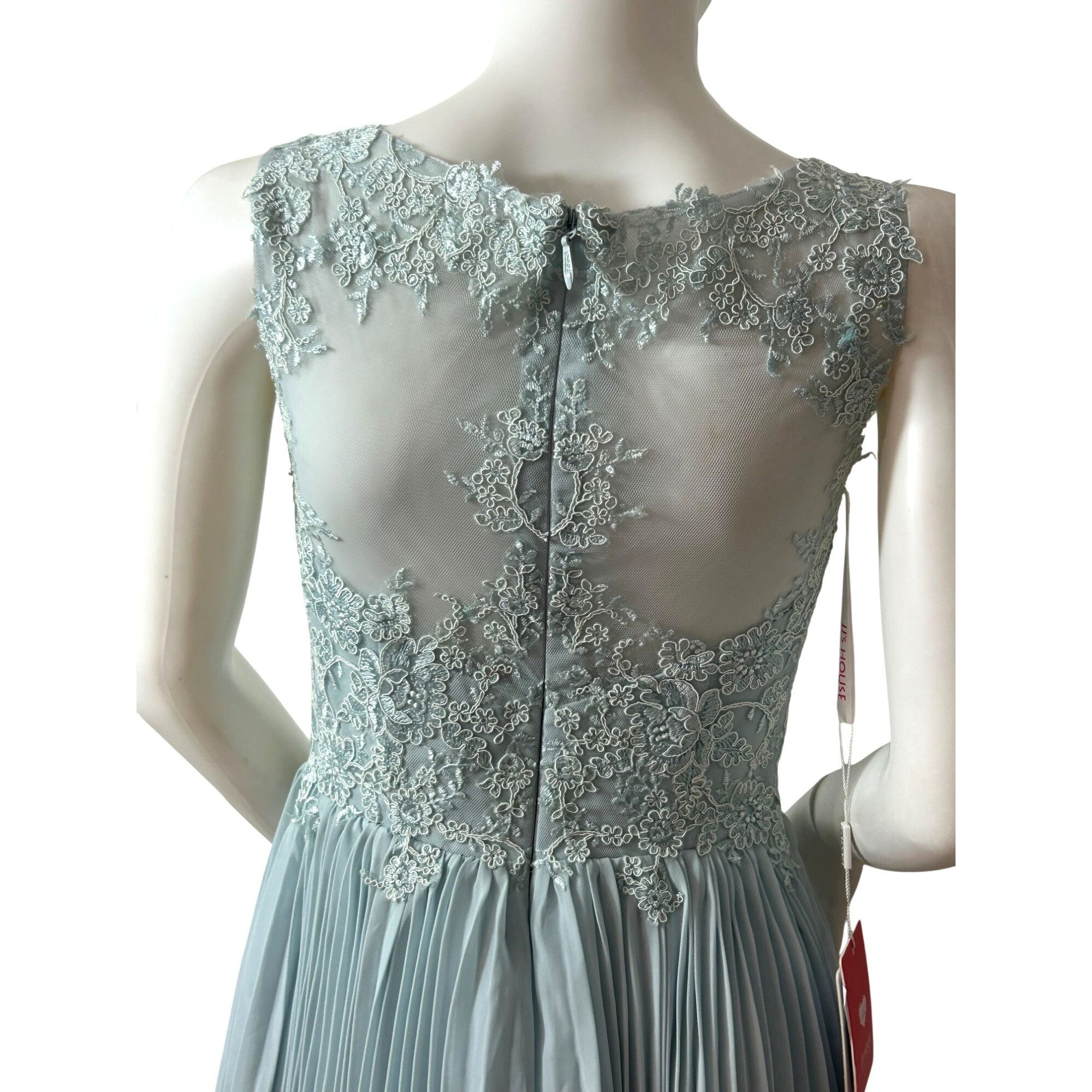 Other JJ’s House Cocktail Dress 4 Blue Green Lace Chiffon Pleats S Size S / US 4 / IT 40 - 10 Thumbnail