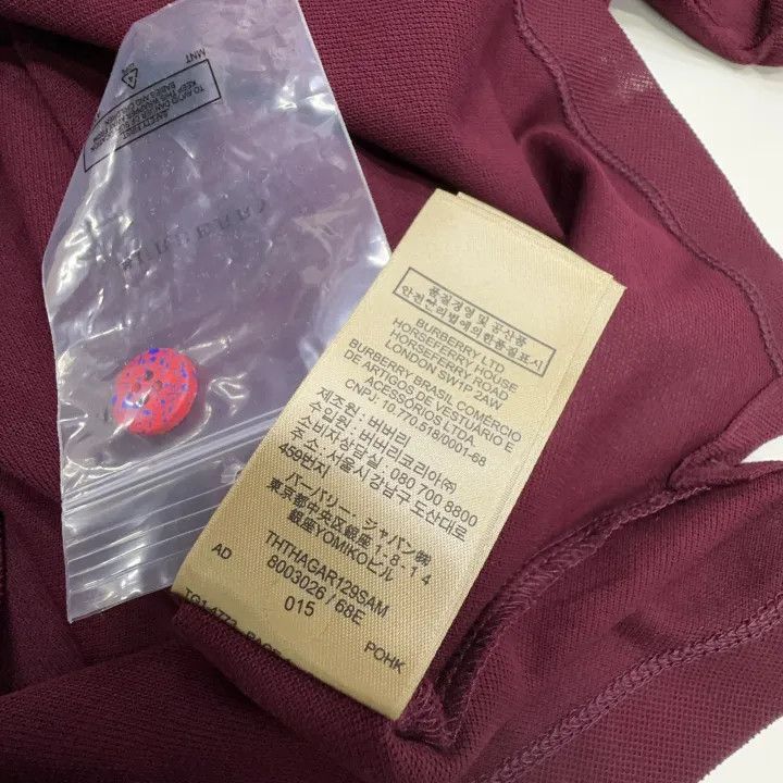 Burberry Burberry Burberry Burgundy Short Sleeve Polo Shirt-2507 Size US M / EU 48-50 / 2 - 3 Thumbnail