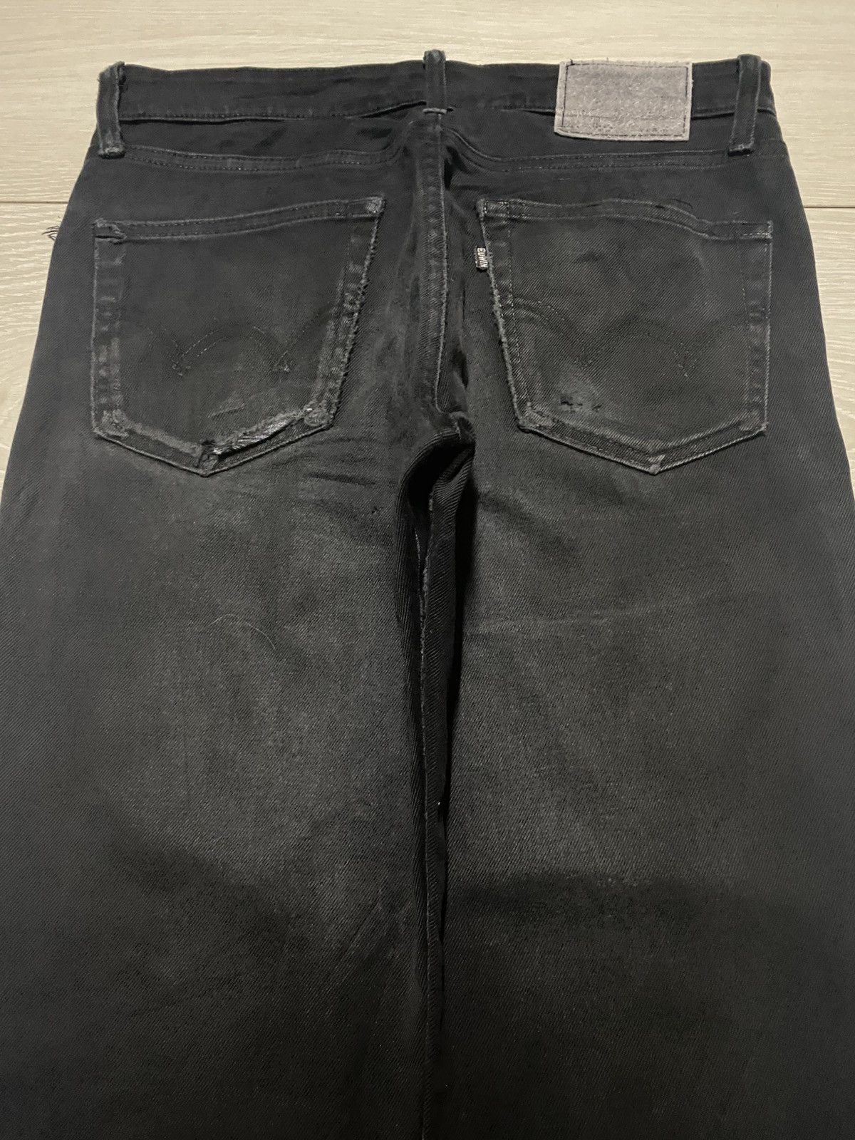 Japanese Brand Vintage Edwin 503 Black Denim Distressed Loose Jeans Size US 32 / EU 48 - 4 Thumbnail