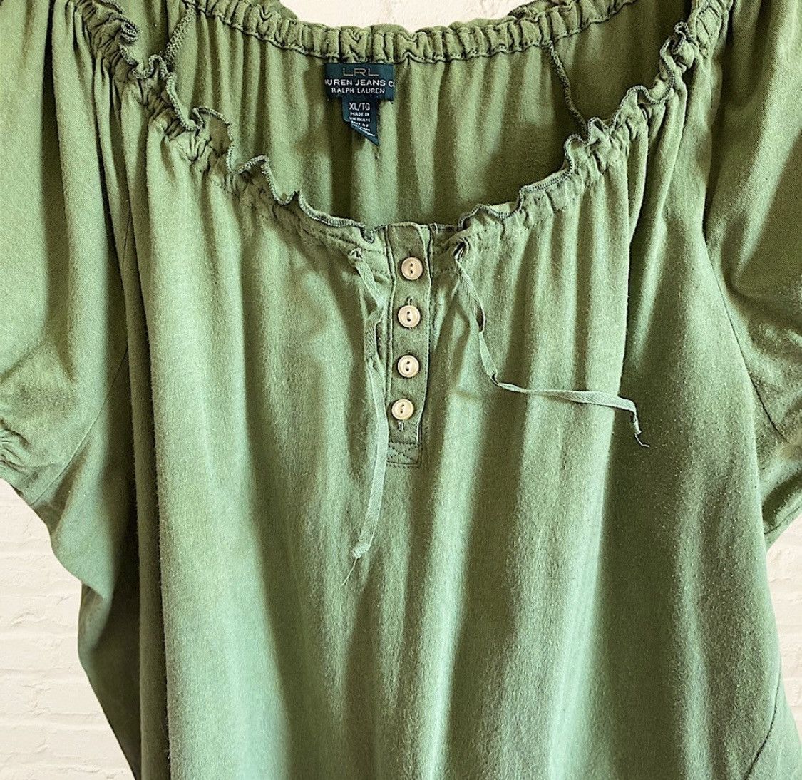 Ralph Lauren LAUREN RALPH LAUREN RUFFLED SHORT SLEEVE SHIRT TOP SIZE XL Size XL / US 12-14 / IT 48-50 - 2 Thumbnail