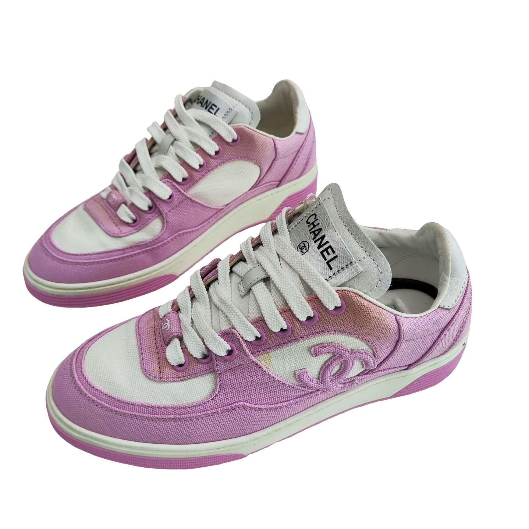 Chanel Chanel Pink Canvas Low-Top Sneakers Size 36.5 Size US 6.5 / IT 36.5 - 1 Thumbnail