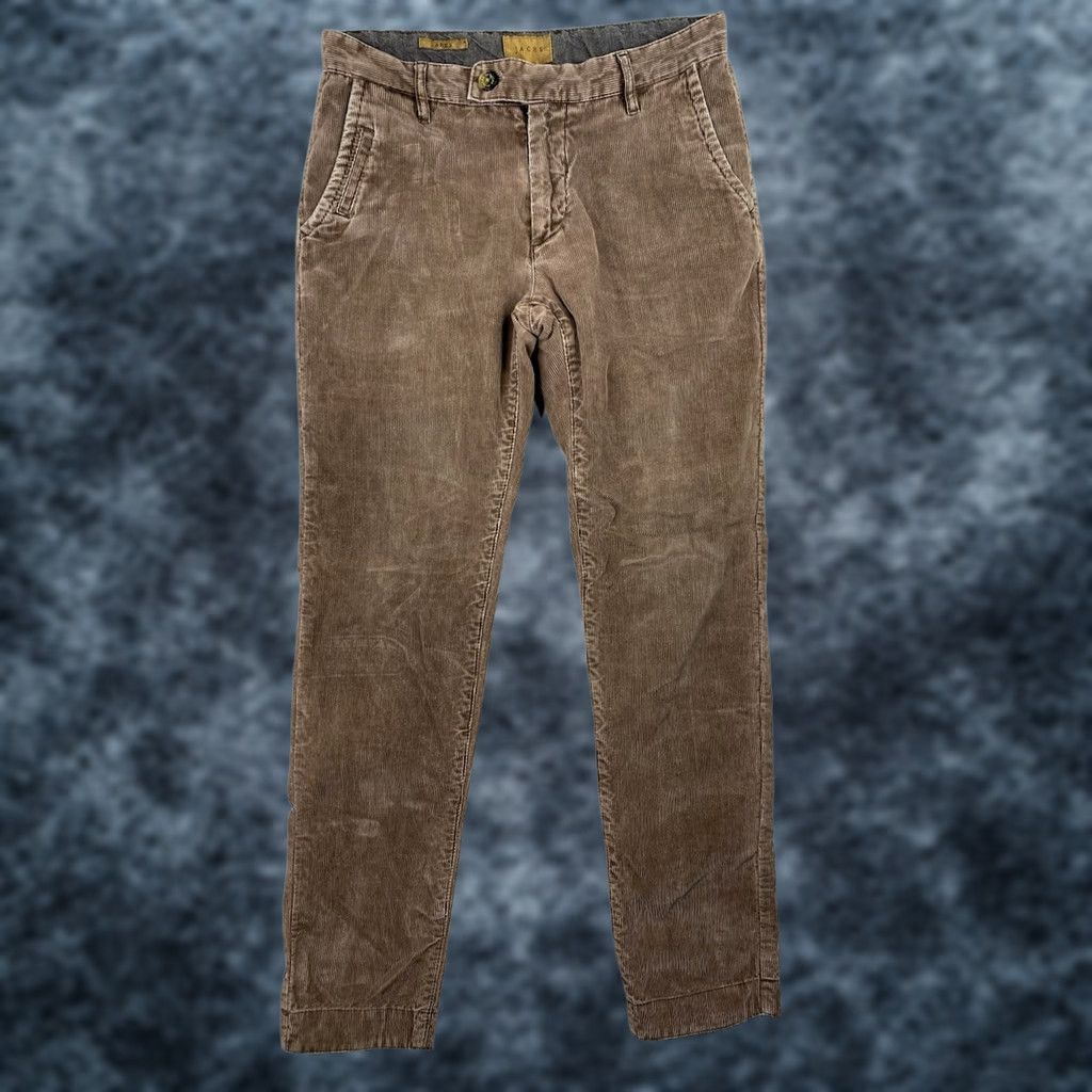 Vintage JACHS Corduroy Pants Mens 30x31 Brown Slim Straight Fit Tapered 5-Pocket Flat Front Button Zip College Chino Casual Workwear Men Pants Brown Size US 30 / EU 46 - 1 Thumbnail