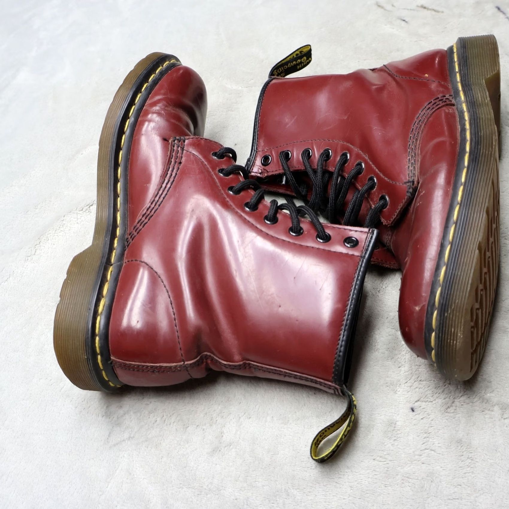Dr. Martens Dr. Martens Combat Boots Womens 8 Red Leather Lace Up Classic Casual Size US 9 / IT 39 - 6 Thumbnail