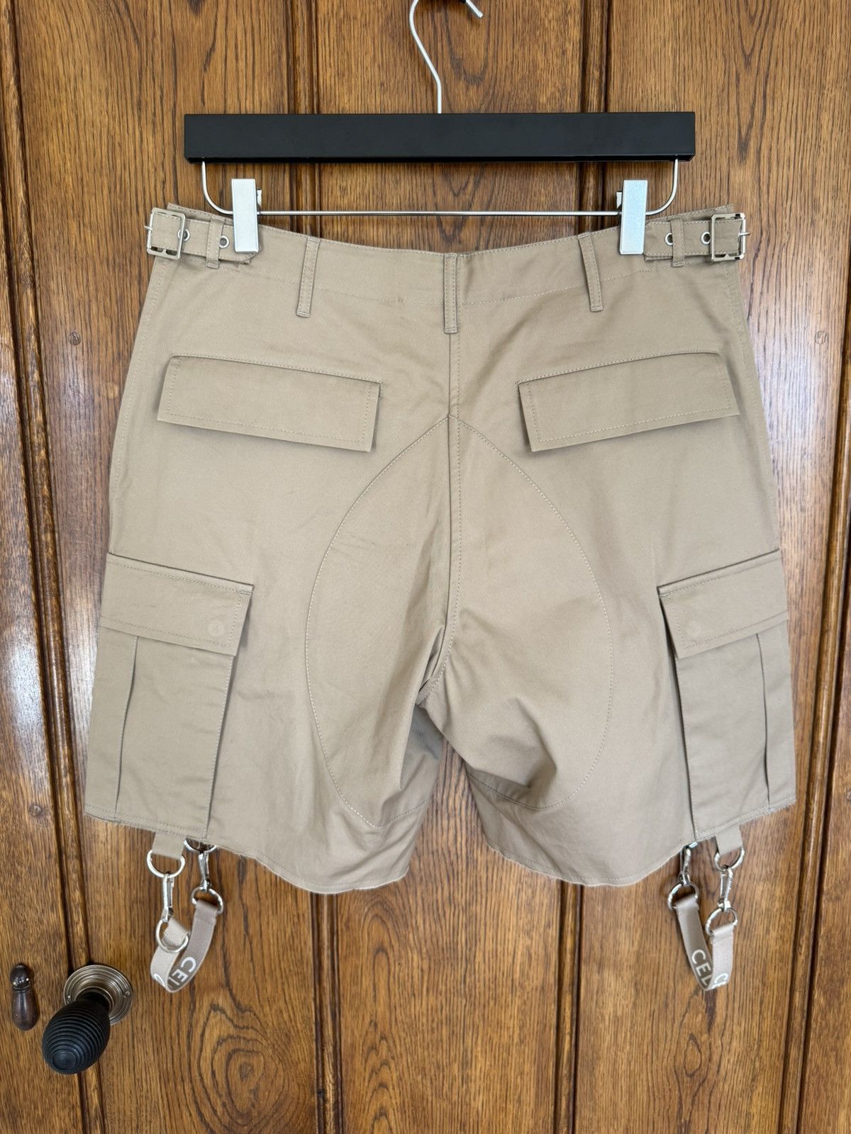 Celine × Hedi Slimane Celine khaki cargo shorts with Celine logo strap 48 Hedi Size US 32 / EU 48 - 14 Thumbnail
