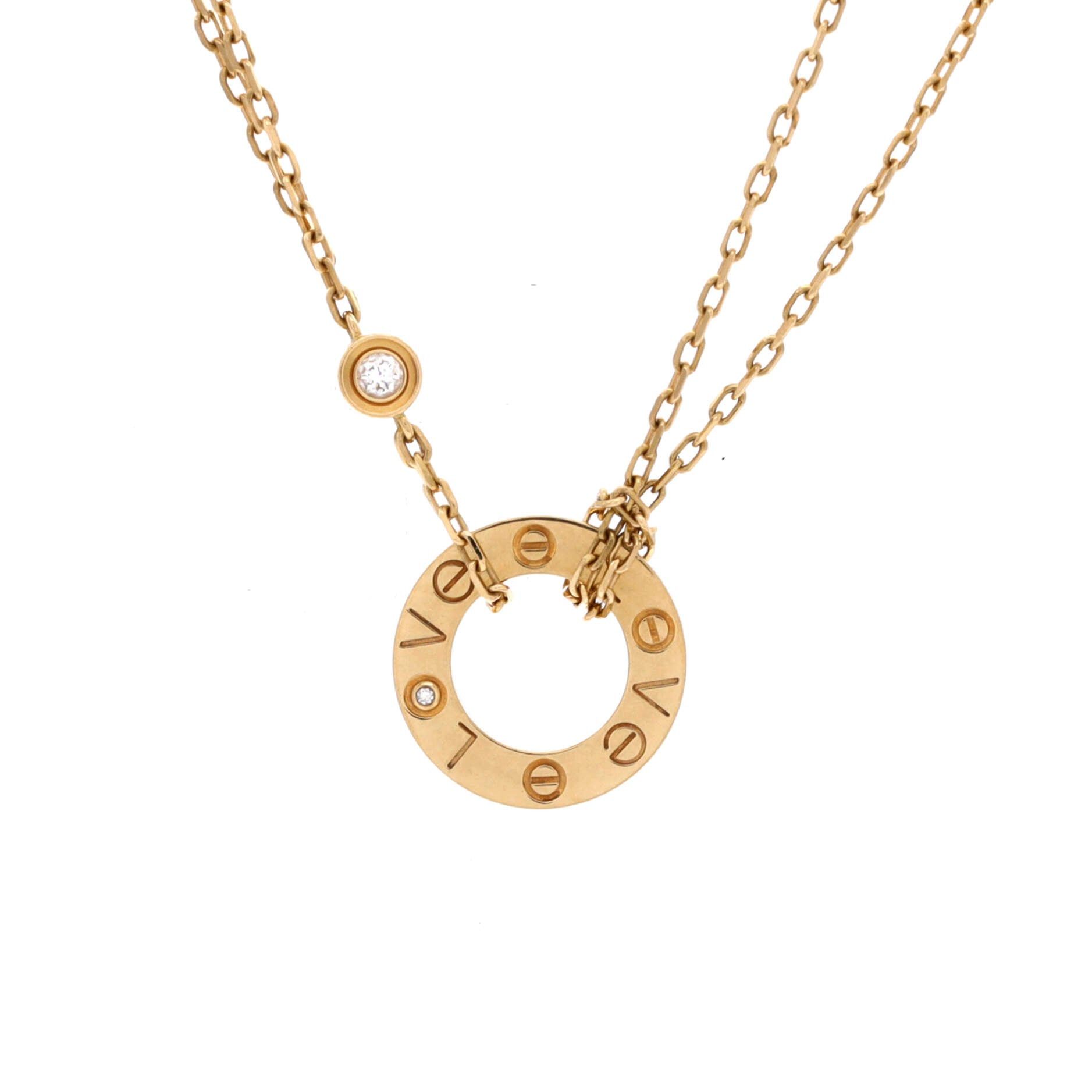 Cartier 2 Diamonds Love Pendant Necklace Size ONE SIZE - 1 Thumbnail