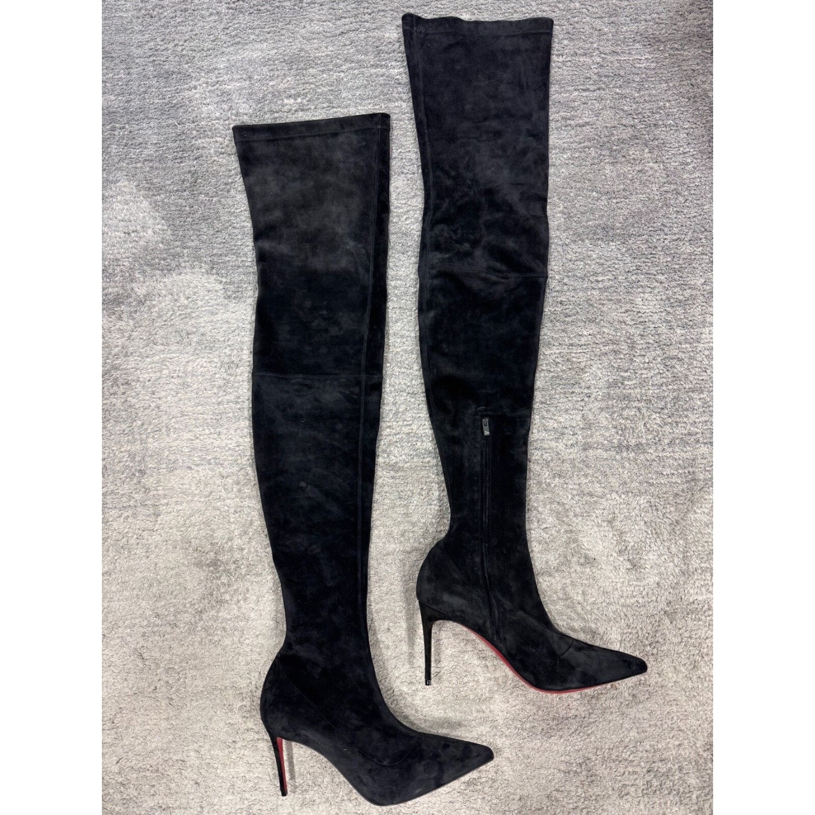 Christian Louboutin Christian Louboutin Kate Botta Alta 85 Black Suede OTK Knee Size US 8.5 / IT 38.5 - 2 Thumbnail