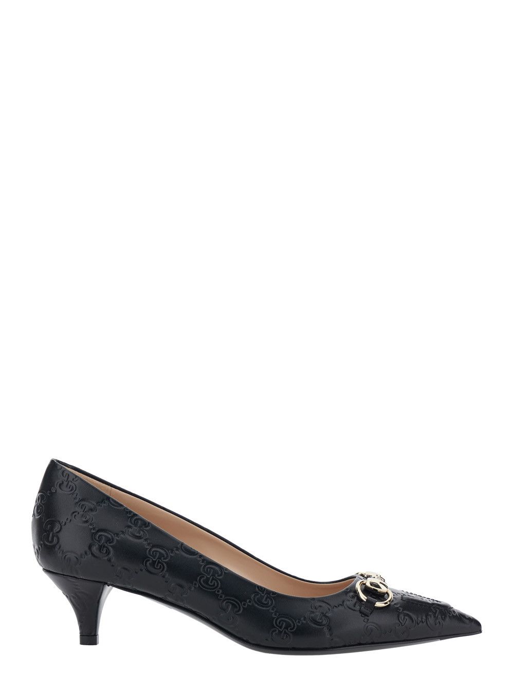 Gucci Black Erin Low Heel Pumps with Horsebit in GG Leather for Women Size US 8 / IT 38 - 1 Thumbnail