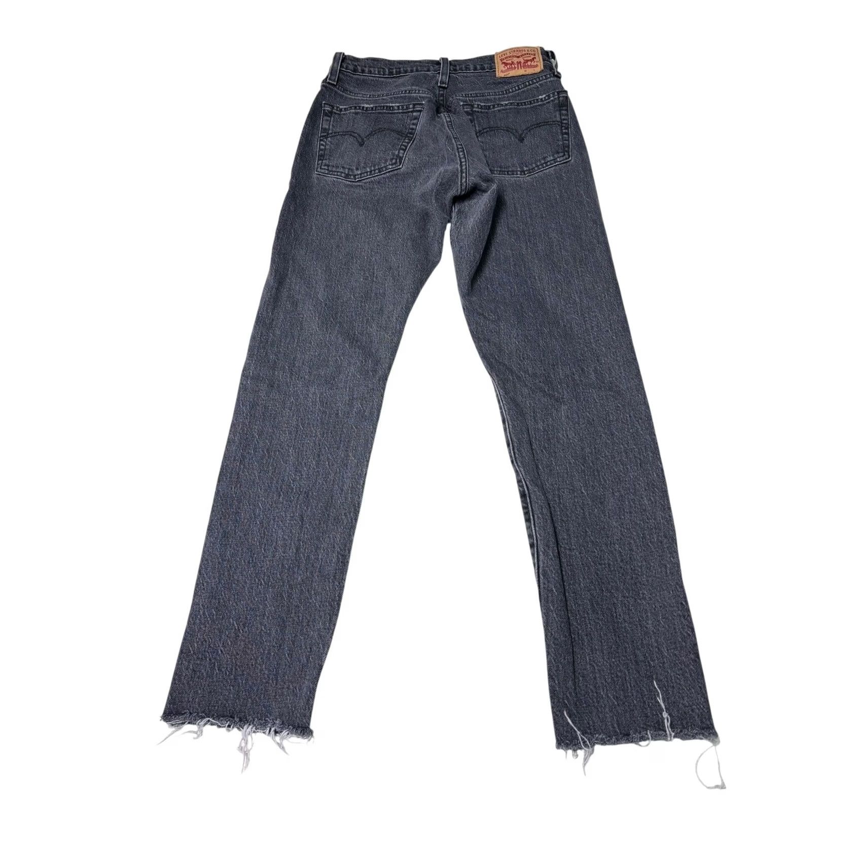 Levi's Levis 501 Original Fit Jeans Womens 25x28 Black High Rise Raw Hem 29502-0191 Size 42" / US 20 - 7 Thumbnail