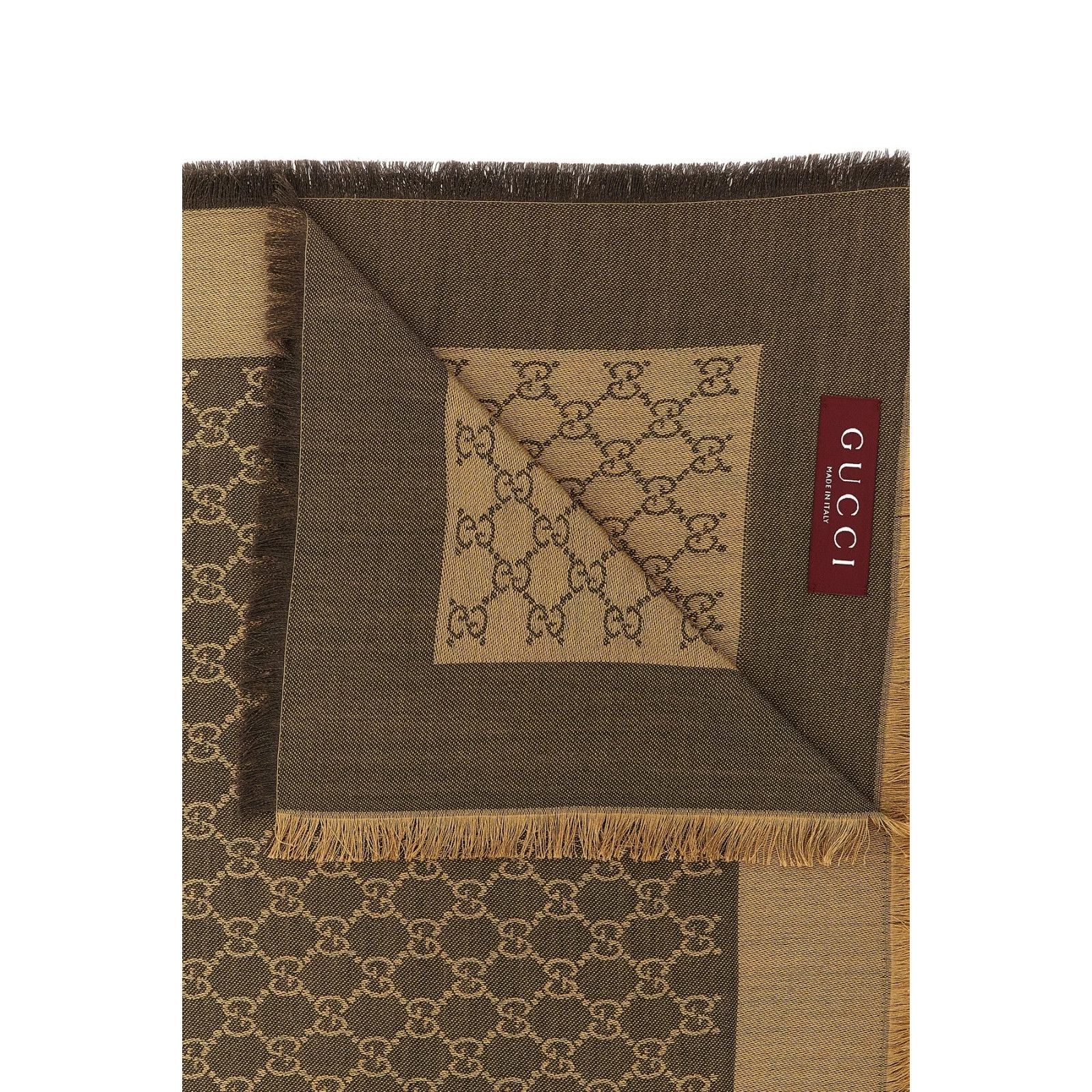 Gucci GUCCI GG Brown Wool Silk Shawl New & Authentic Size ONE SIZE - 3 Thumbnail