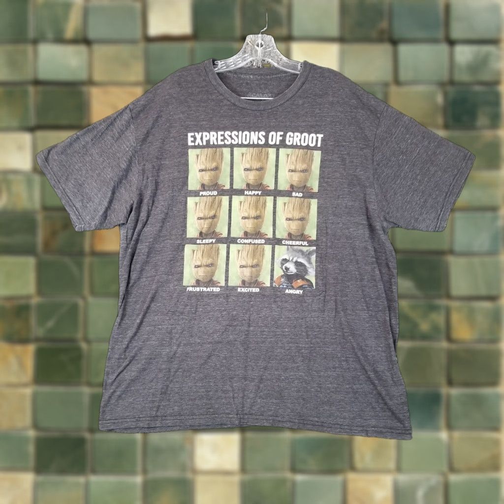Vintage VINTAGE Guardians Of The Galaxy Gardians Of The Galaxy Mens Gray Short Sleeve Groot Graphic Tee 2X Big & Tall Size 2X T-Shirt Mens Groot Gray 2X Size US 39 - 1 Thumbnail