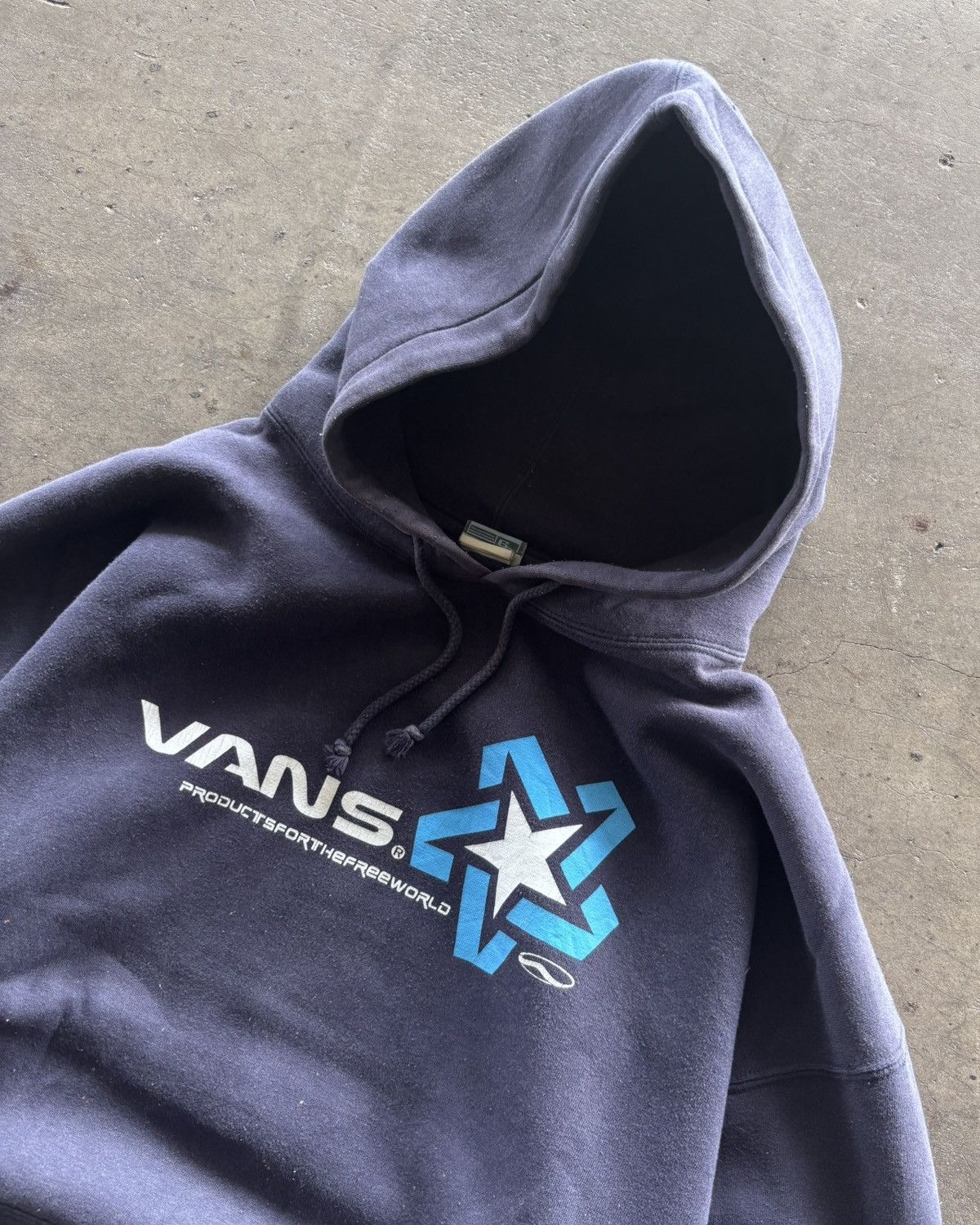 Vans 1990s Vans Faded Navy Boxy Hoodie Size US XL / EU 56 / 4 - 3 Thumbnail