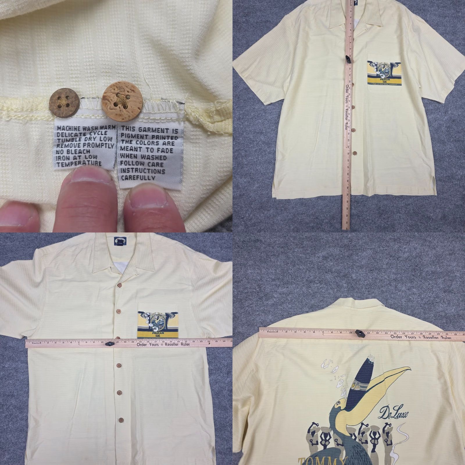 Tommy Bahama Tommy Bahama Embroidered Shirt Men's Large Yellow Button Rayon Blend *Marks Size US L / EU 52-54 / 3 - 9 Thumbnail