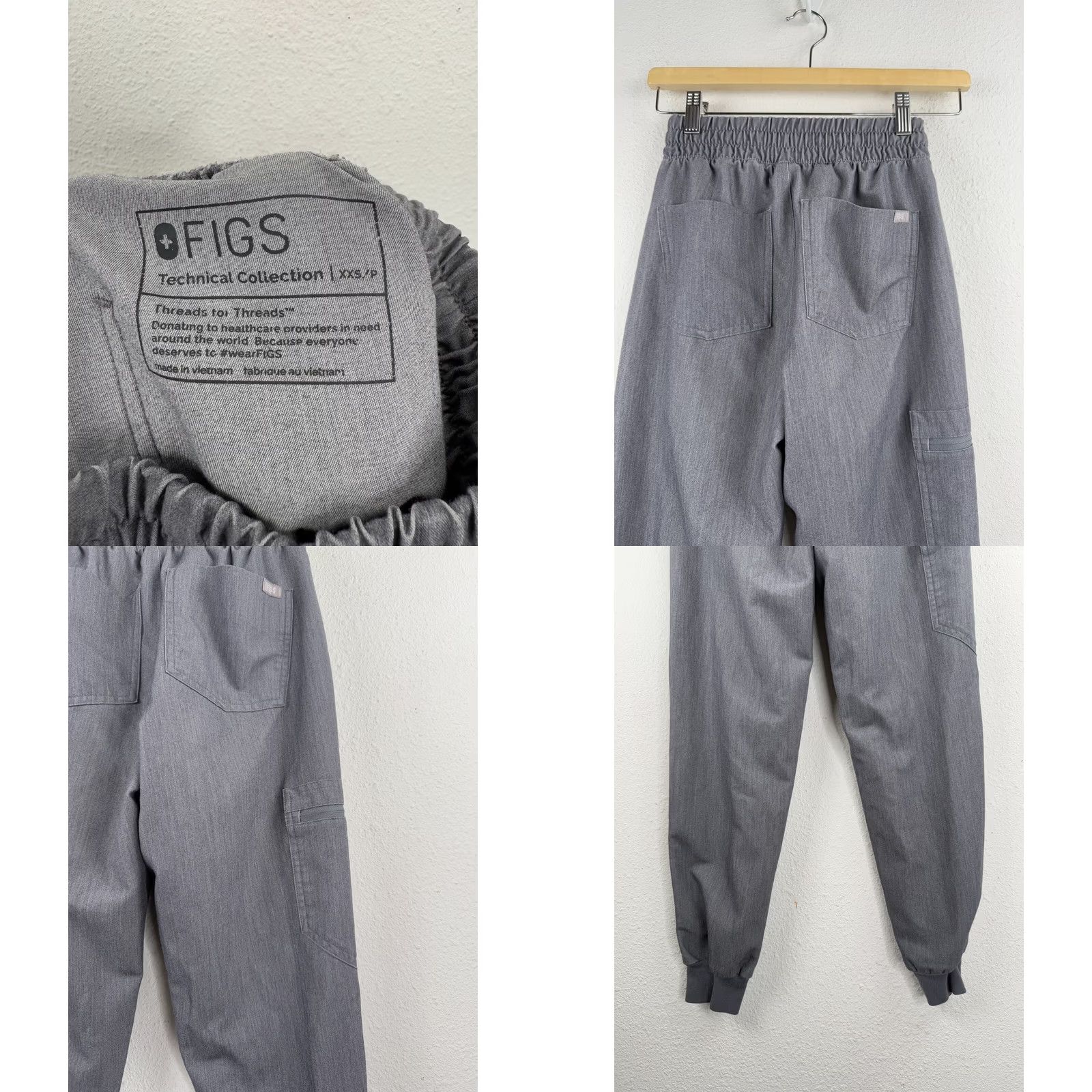 Vintage FIGS Zamora Jogger Scrub Pants Gray Women’s 2XS PETITE Size 24" / US 00 / IT 34 - 8 Thumbnail