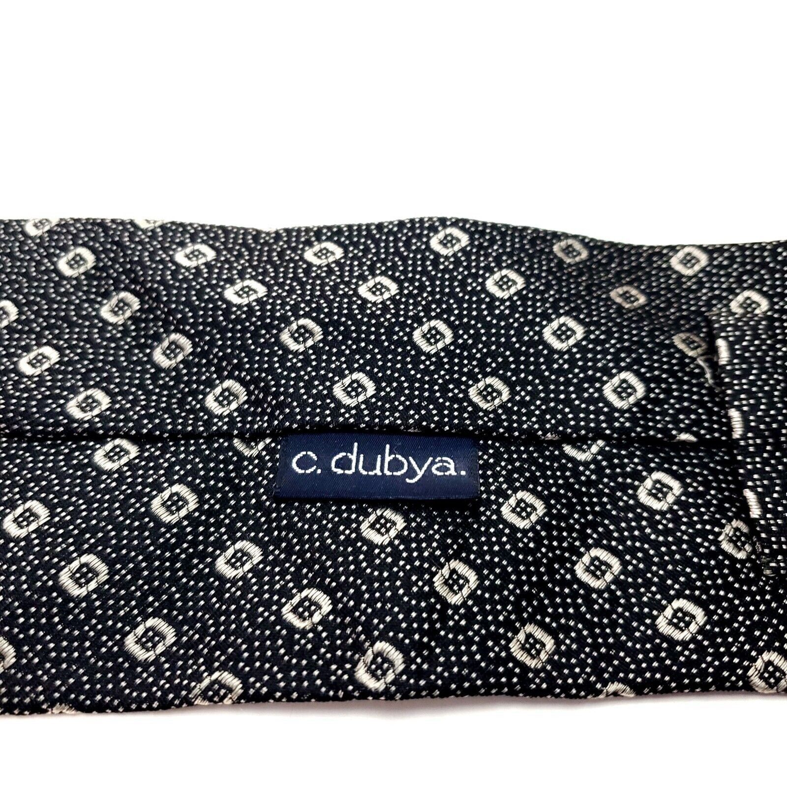 Vintage C. Dubya Black Silk Tie Woven Wide Geometric Size ONE SIZE - 4 Thumbnail