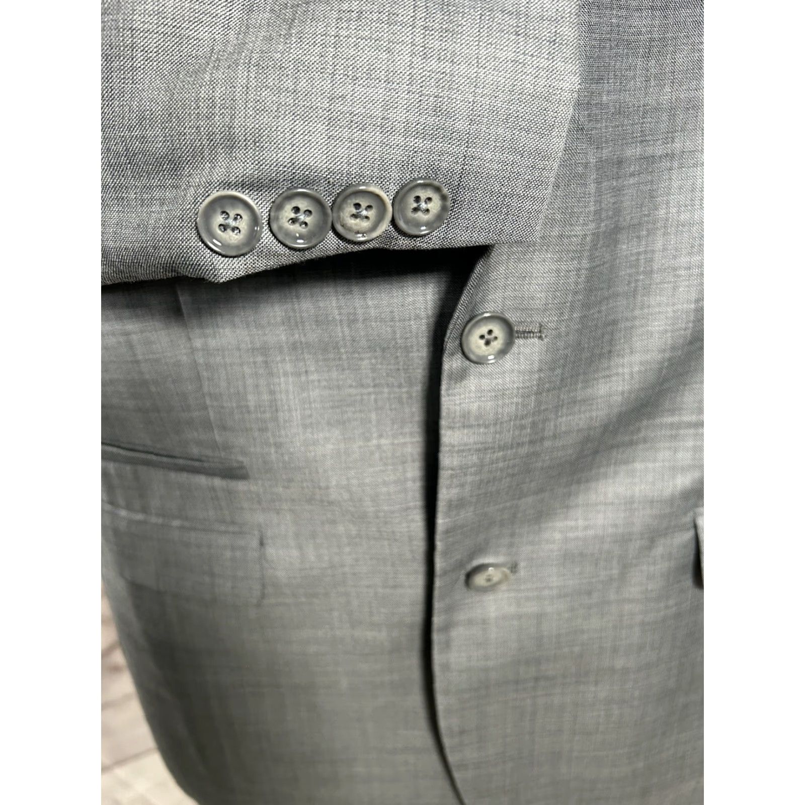 Express Express Blazer Jacket Coat Gray Wool Blend Two-Button Single-Breasted Notch Lapel Plaid Slim 40 Mens Polo? Wait. Size 40R - 7 Thumbnail