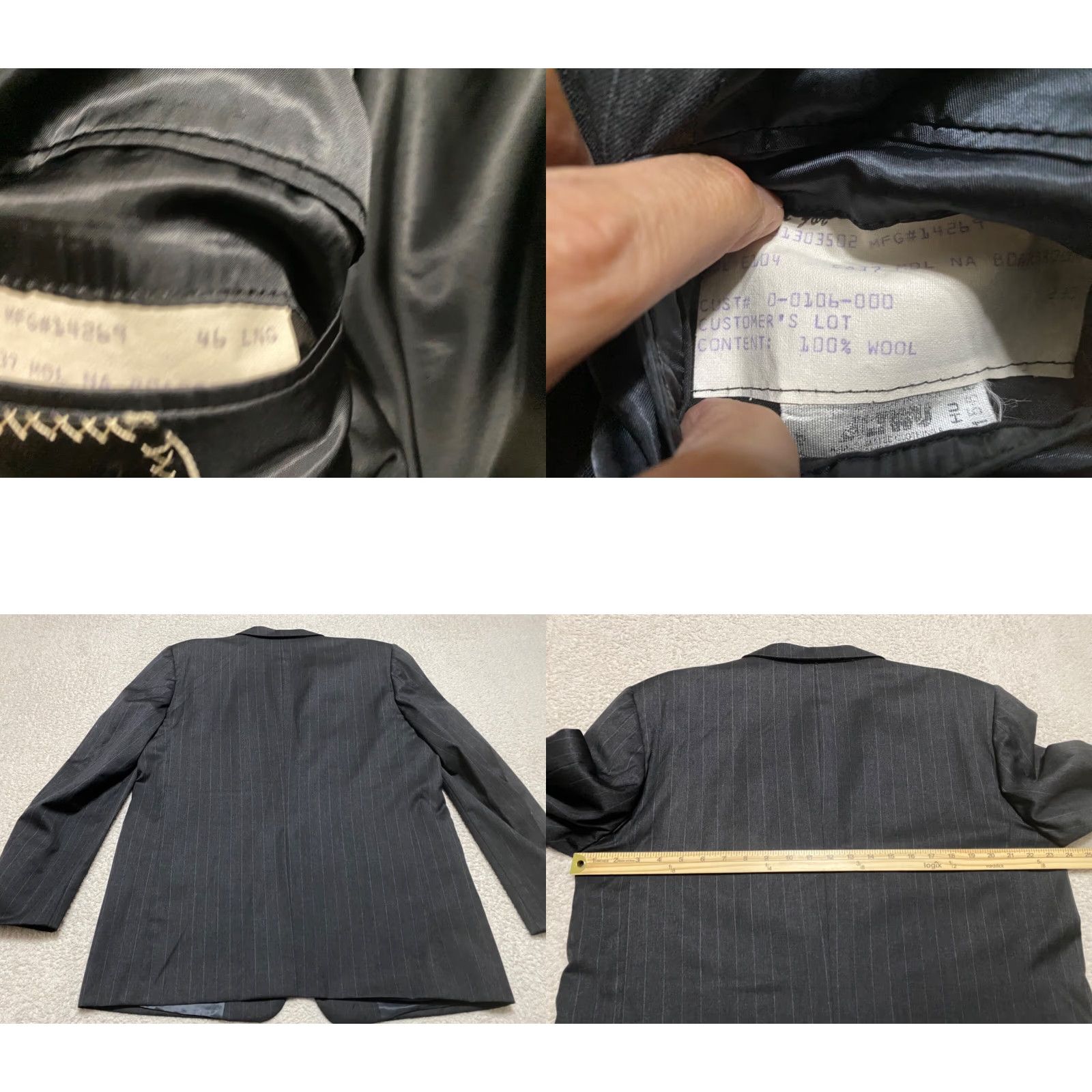 Vintage Hickey Freeman Blazer Mens Gray Wool 46 Striped Two-Button Long Sleeve Size US XXL / EU 58 / 5 - 8 Thumbnail
