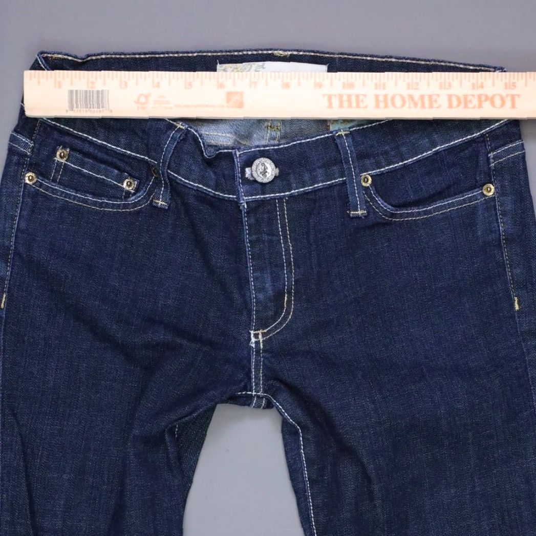 Vintage KANCAN Jeans Low Rise Embellished Straight Jeans Blue 28 Womens Studded 5-Pocket Design Size 28" / US 6 / IT 42 - 5 Thumbnail