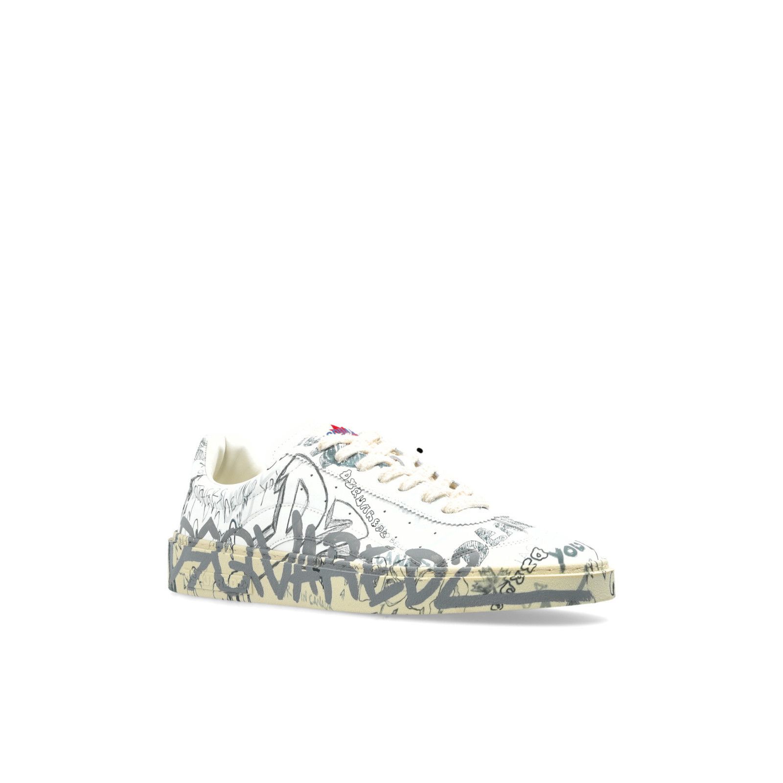Dsquared2 DSQUARED2 Graffiti White Leather Sneakers New And Authentic Size US 10.5 / EU 43-44 - 2 Thumbnail