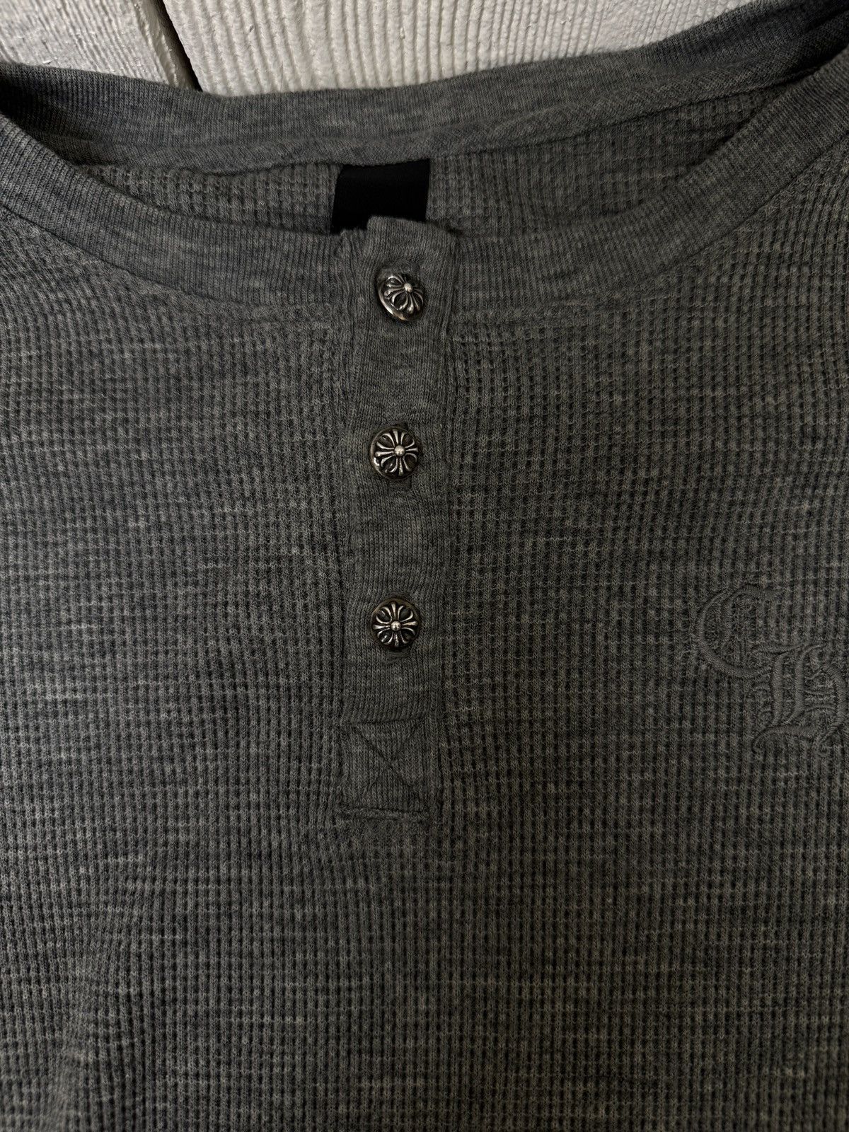 Chrome Hearts Chrome Hearts wool thermal henley gray with silver buttons Size US L / EU 52-54 / 3 - 3 Thumbnail