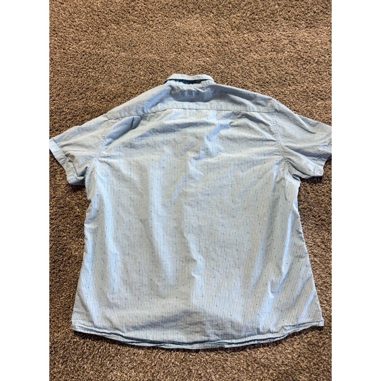 J.Crew J.Crew Mercantile Shirt Button-Down XL Blue Stripe Dots Men Short Sleeve Button-Up 2056 Size US XL / EU 56 / 4 - 8 Thumbnail