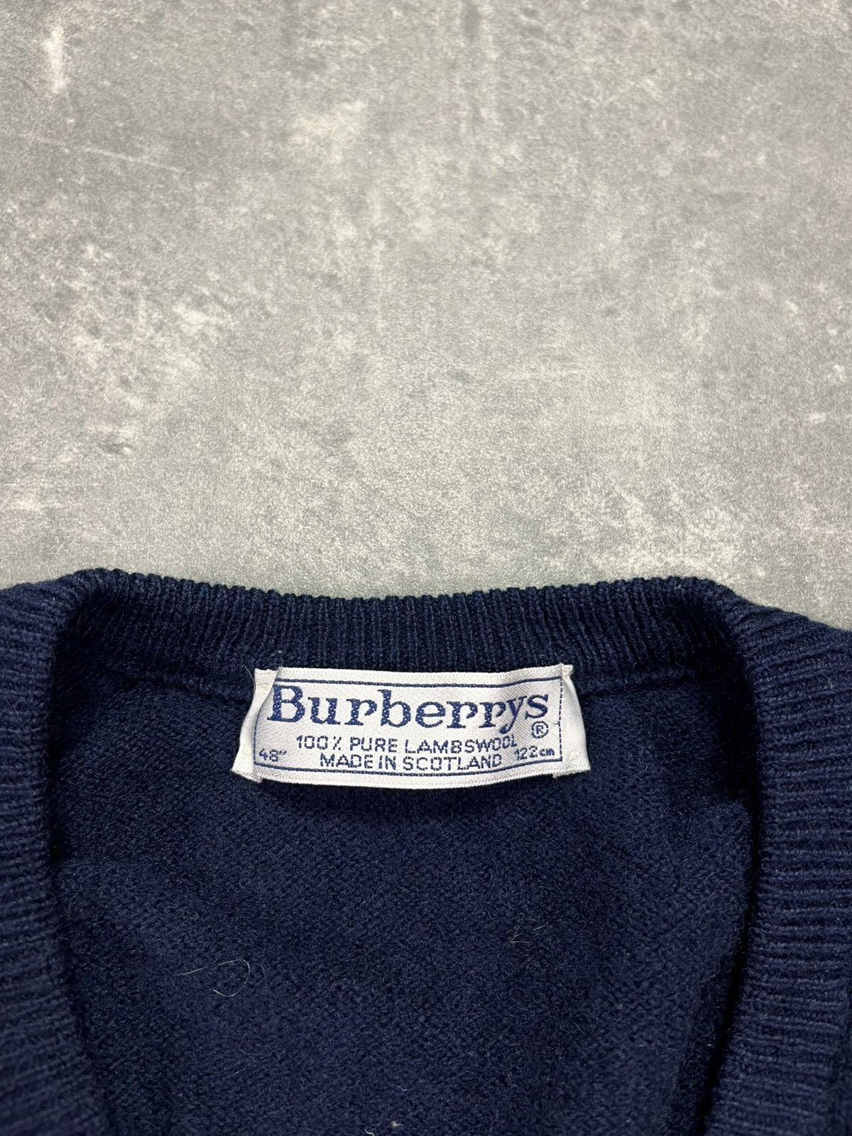 Burberry Vintage Burberrys Navy Blue Lambswool Logo Sweater L XL Size US XL / EU 56 / 4 - 6 Thumbnail
