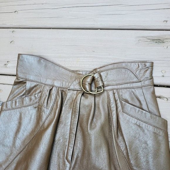Vintage Vintage 70s Boho Hippie Chic Brown Leather Belted Vera Skirt Size 27" / US 4 / IT 40 - 3 Thumbnail