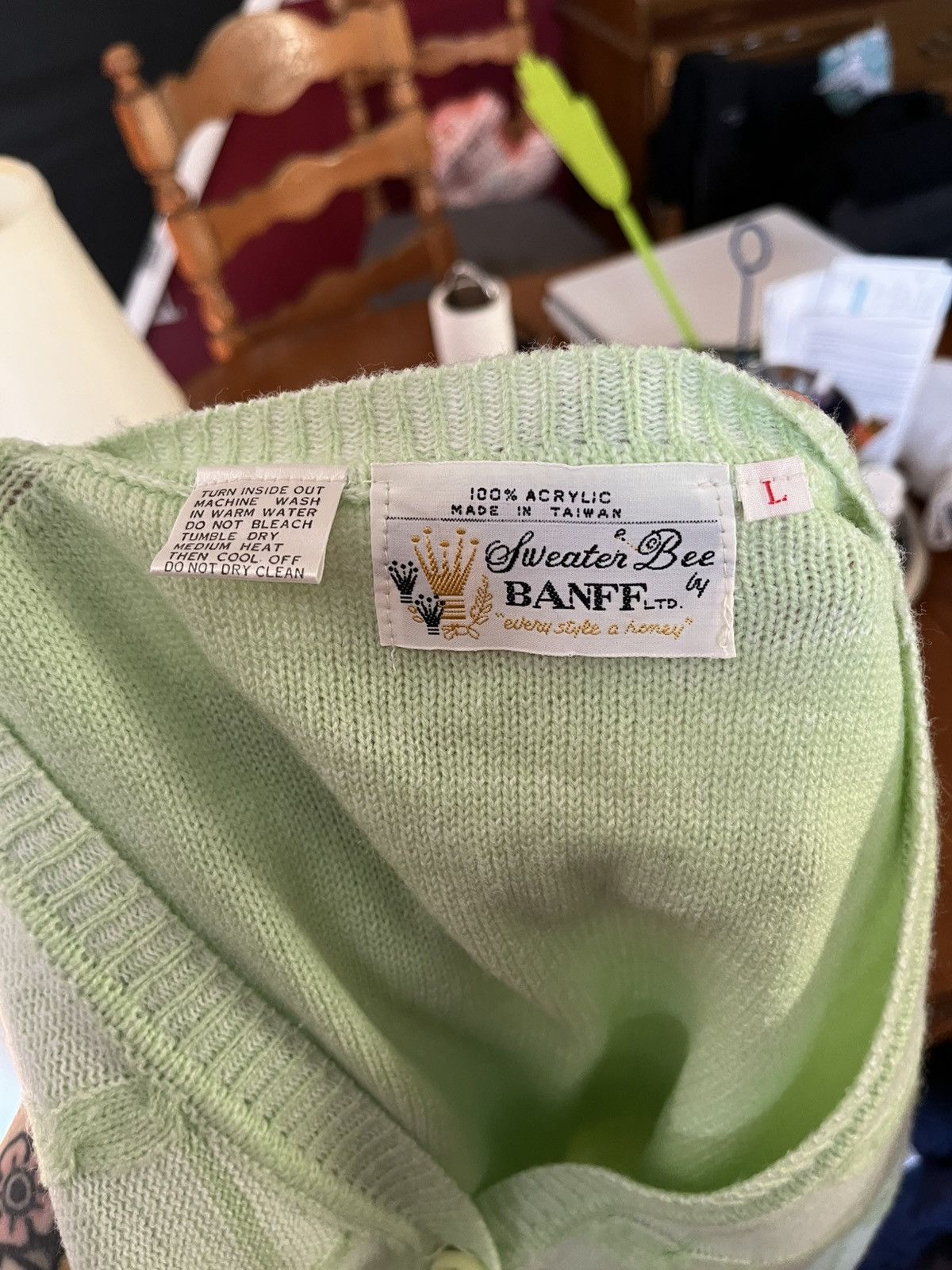 Other Sweater Bee Banff Large 100% Acrylic Light Green Size L / US 10 / IT 46 - 3 Thumbnail
