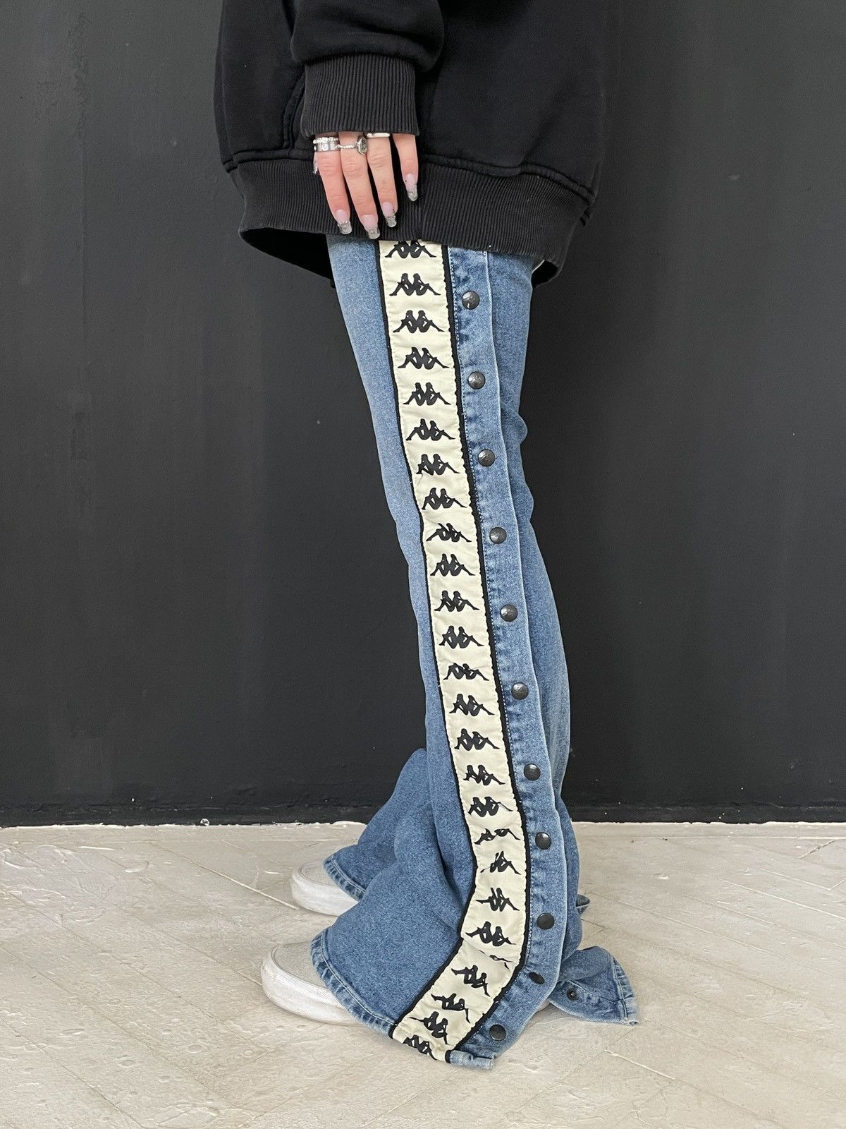 Kappa 🔥 Kappa Side Tape Snap Jeans Y2K Flare Bootcut S Size 30" / US 8 / IT 44 - 5 Thumbnail