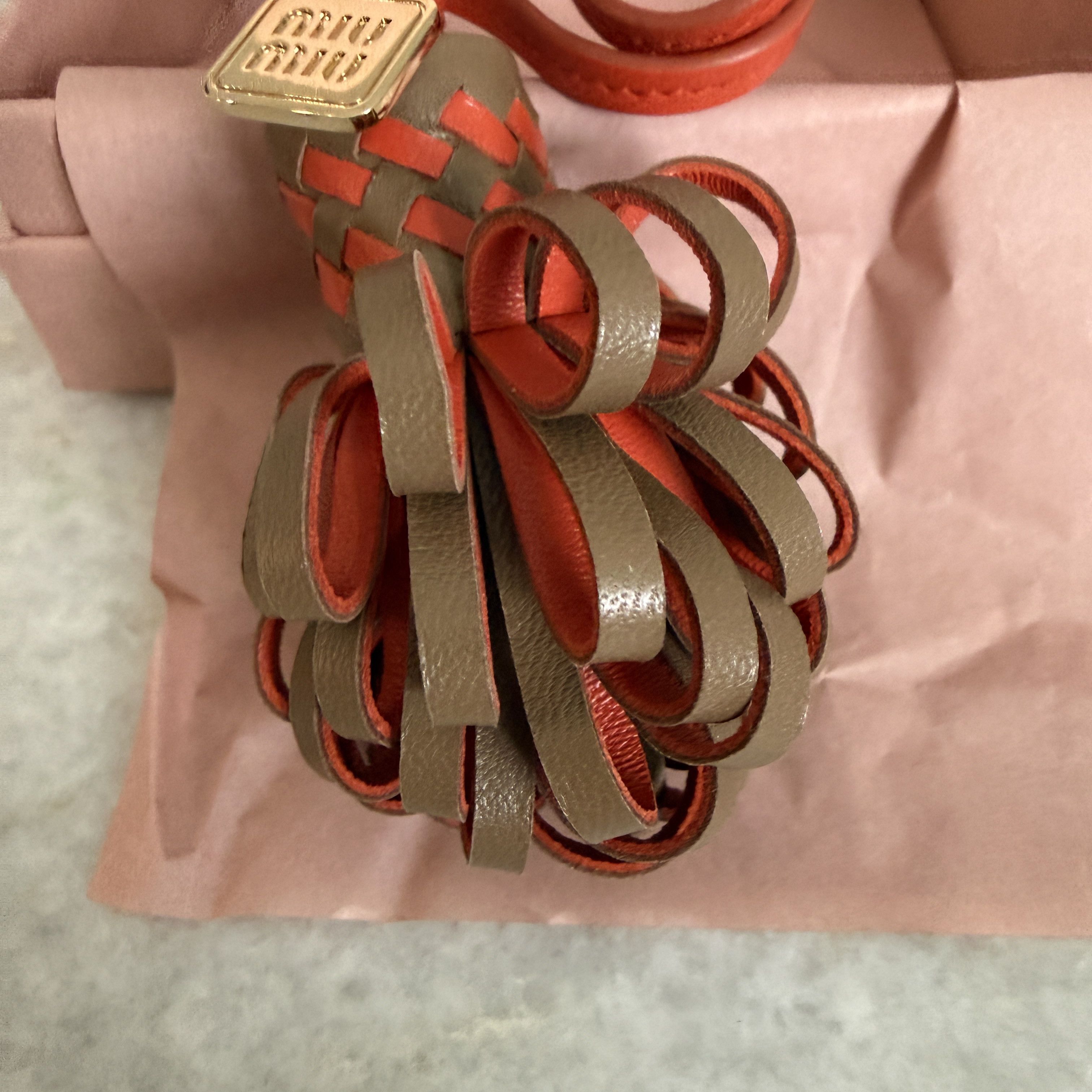 Miu Miu Miu Miu 5TL540 Leather Bag Charm Bag Trick in Orange, Olive Size ONE SIZE - 9 Thumbnail