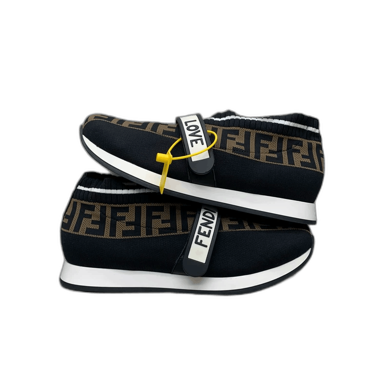 Fendi Black Logo Woven Sock Sneakers Size 39