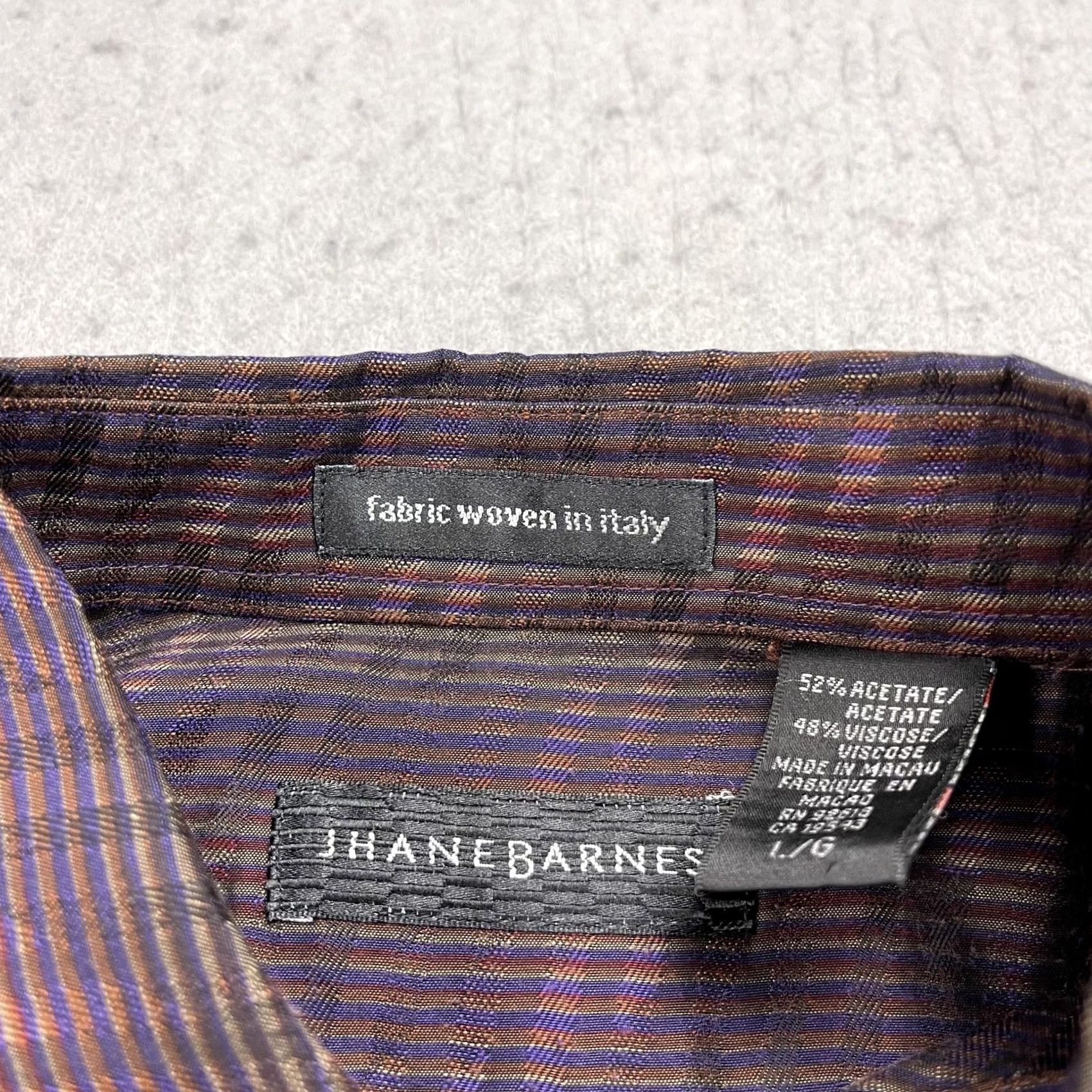 Vintage VINTAGE Jhane Barnes Shirt Mens L Purple Stripe Loud Abstract Italian Fabric Size US L / EU 52-54 / 3 - 4 Thumbnail