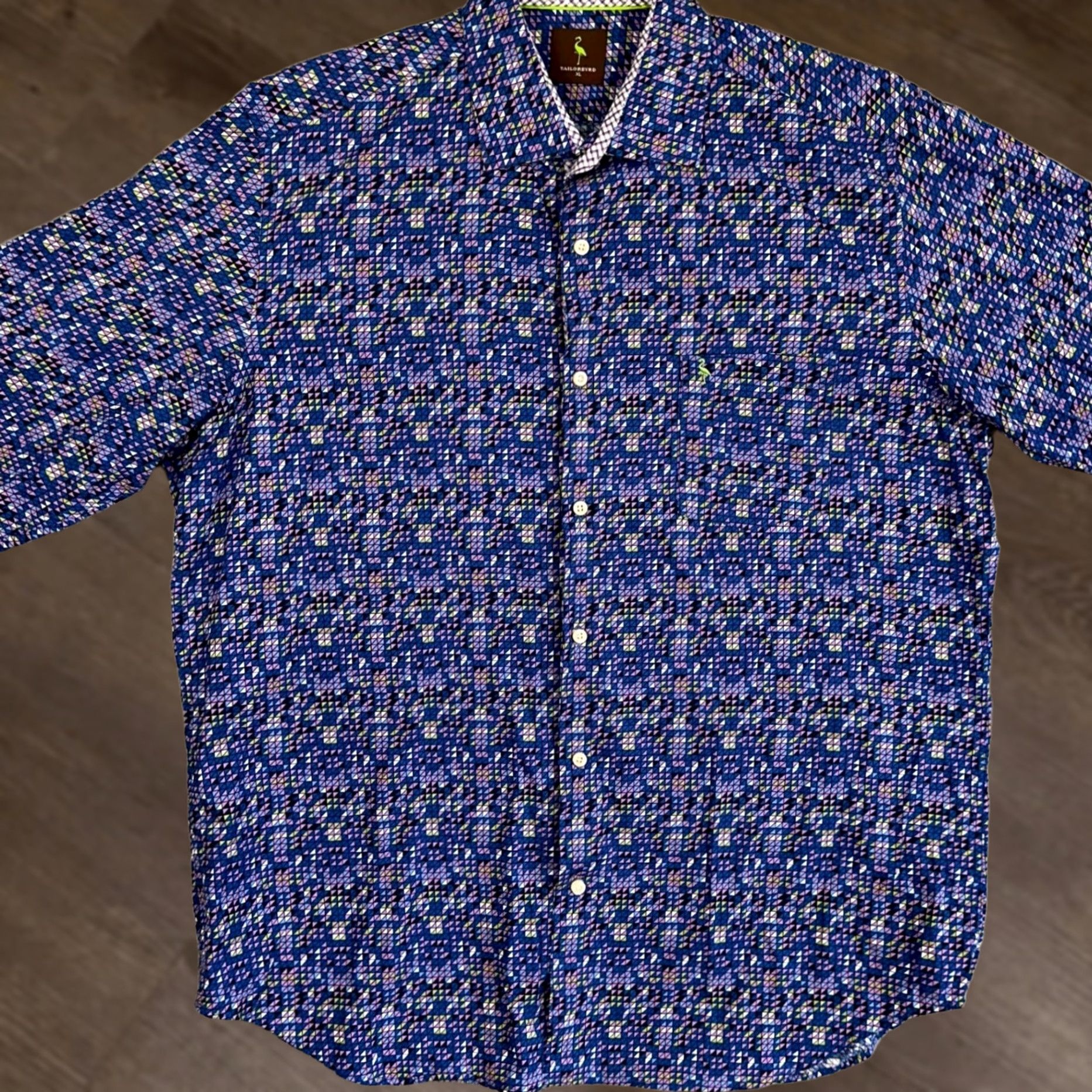 Tailorbyrd TAILORBYRD Shirt Button Up Mens XL Blue Geometric Long Sleeve Casual Logo Shirt Size US XL / EU 56 / 4 - 1 Thumbnail