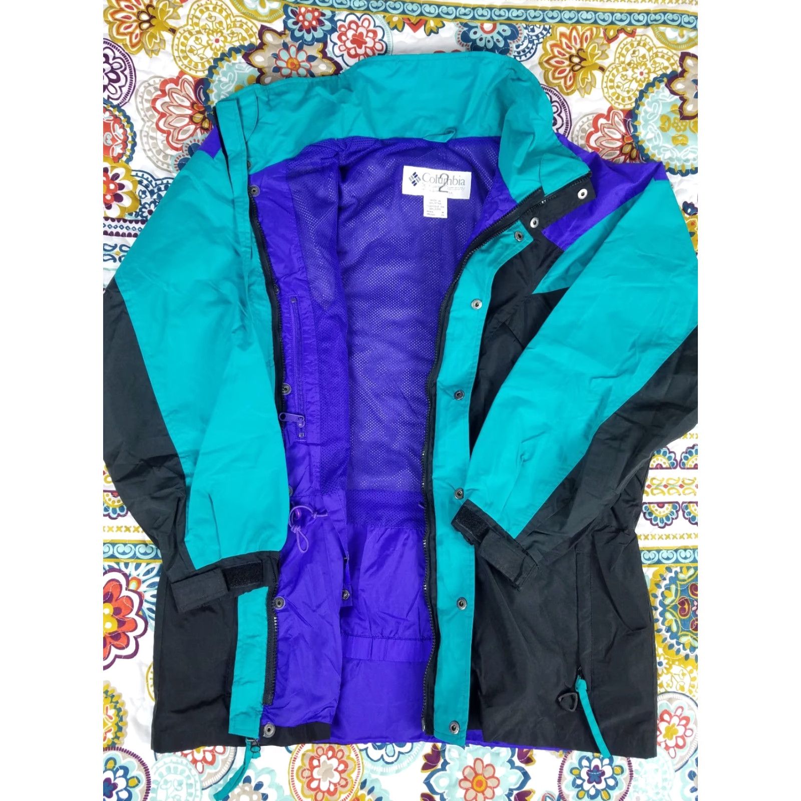 Vintage VINTAGE Columbia Windbreaker Jacket Mens M 90s Williwaw Black Aqua Purple 90s Columbia Windbreaker Parka Mens M Size US M / EU 48-50 / 2 - 3 Thumbnail