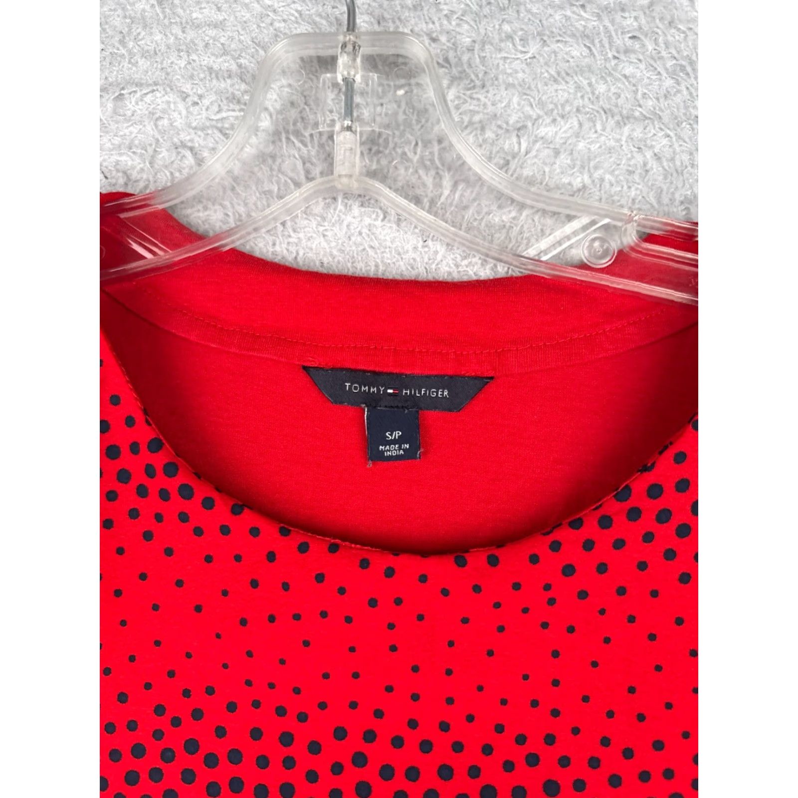 Tommy Hilfiger Tommy Hilfiger Shirt Women S Petite Red Polka Dot Crew Neck Viscose Blend Size S / US 4 / IT 40 - 6 Thumbnail