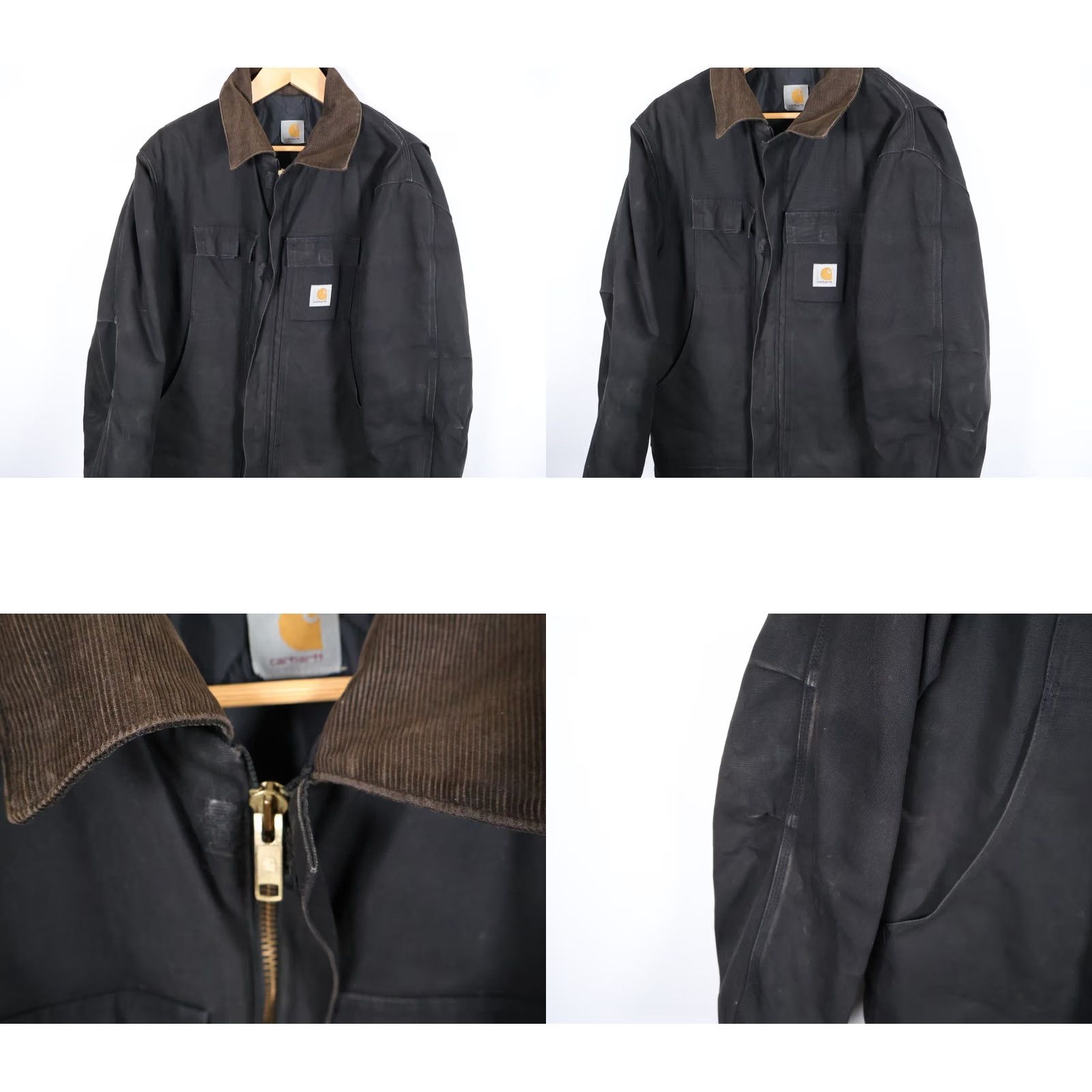 Carhartt VINTAGE Carhartt C26 Jacket Mens XL Black Duck Canvas Corduroy Collar Quilted Lined 90s Grunge Retro Bomber Jacket Full Zip Pockets Workwear Casual Size US XL / EU 56 / 4 - 10 Thumbnail