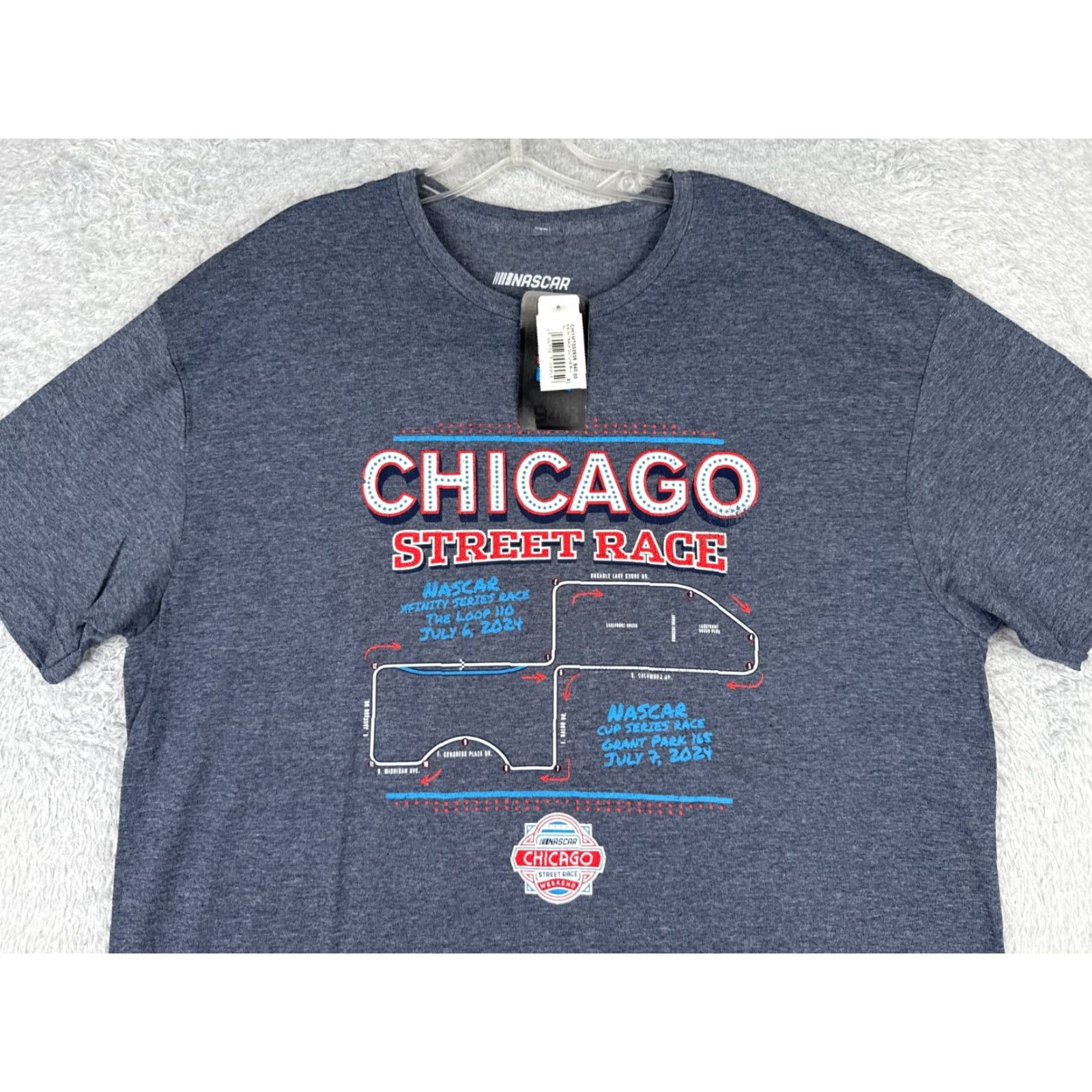 NASCAR Nascar Chicago Street Race Shirt Adult XL Blue Heather Logo T-Shirt Men Cars Racing All Seasons Size US XL / EU 56 / 4 - 4 Thumbnail
