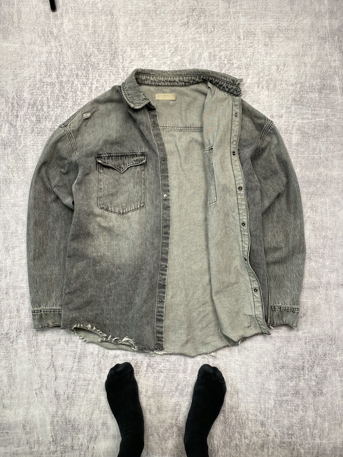 Allsaints Allsaints gray destroyed denim jacket Size US M / EU 48-50 / 2 - 3 Thumbnail