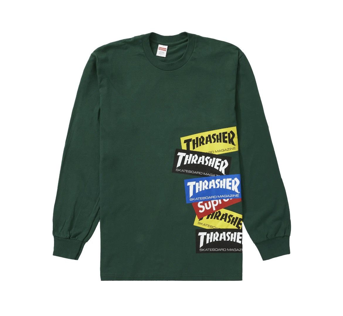 image of New: F/w 2021 Supreme x Thrasher Multi Logo L/s "dk Green" in Dark Green, Men's (Size Medium)