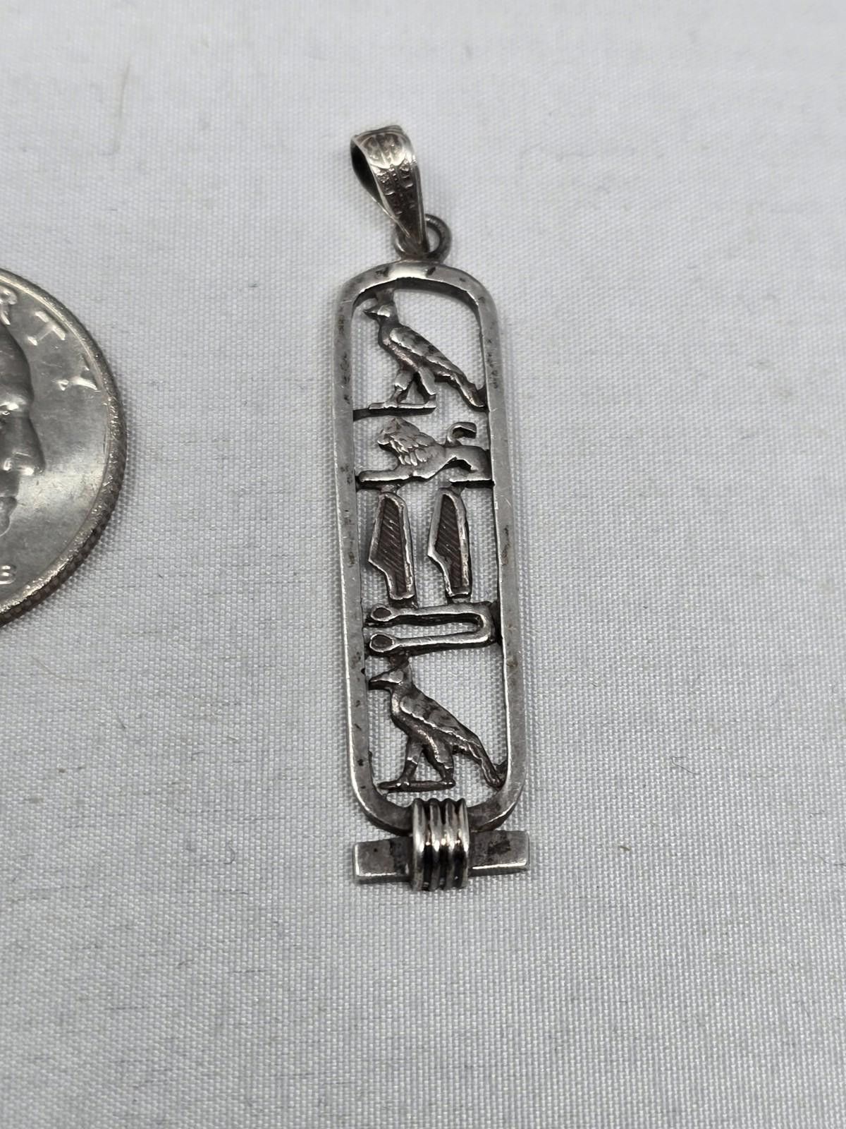 The Unbranded Brand Vintage 925 Sterling Silver Egyptian Cartouche Pendant Alisa Size ONE SIZE - 3 Thumbnail