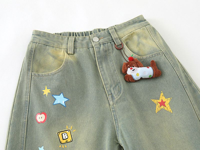 Vintage Graffiti puppy distressed washed frayed jeans Size US 32 / EU 48 - 3 Thumbnail
