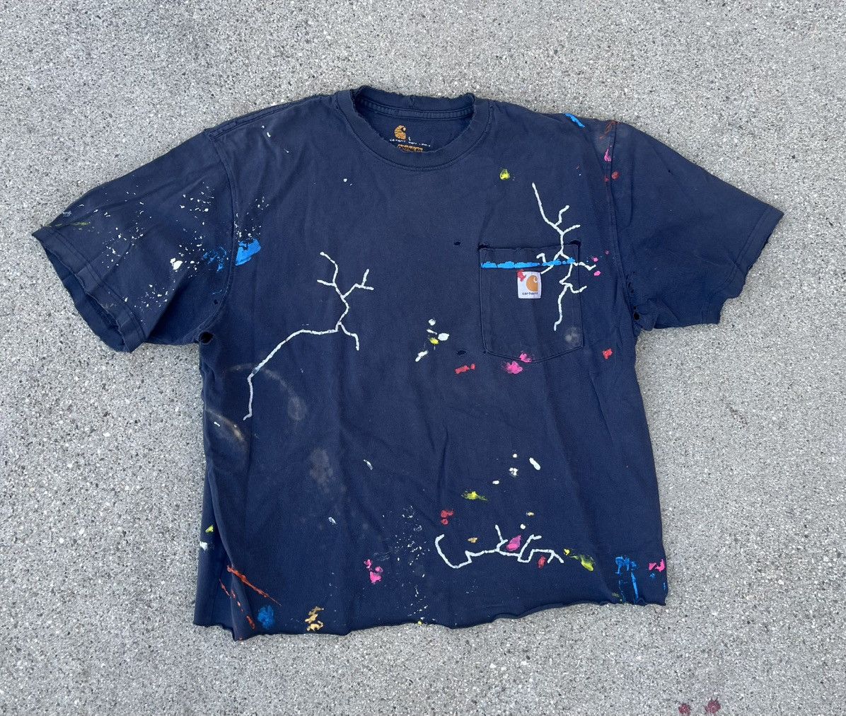 Custom Carhartt T-Shirt Sun Fade Thrashed Distressed Pocket