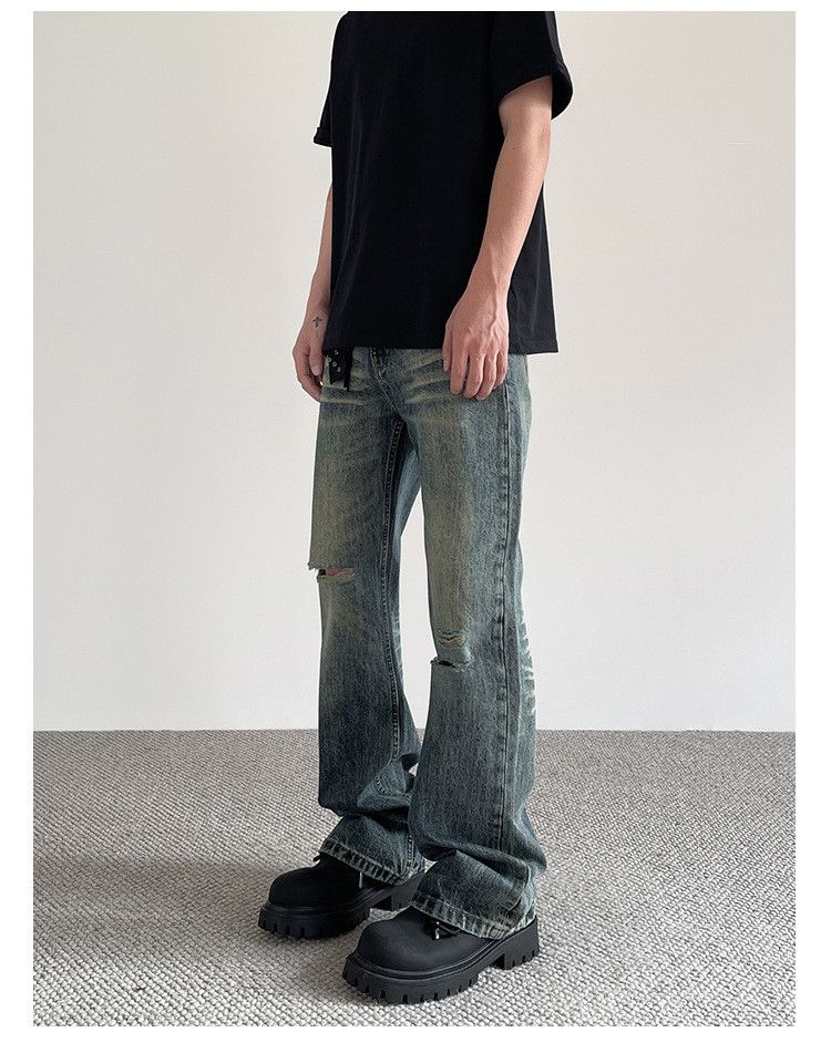 Japanese Brand × Jean Vintage distressed cleanfit straight flared ripped jeans Size US 32 / EU 48 - 3 Thumbnail