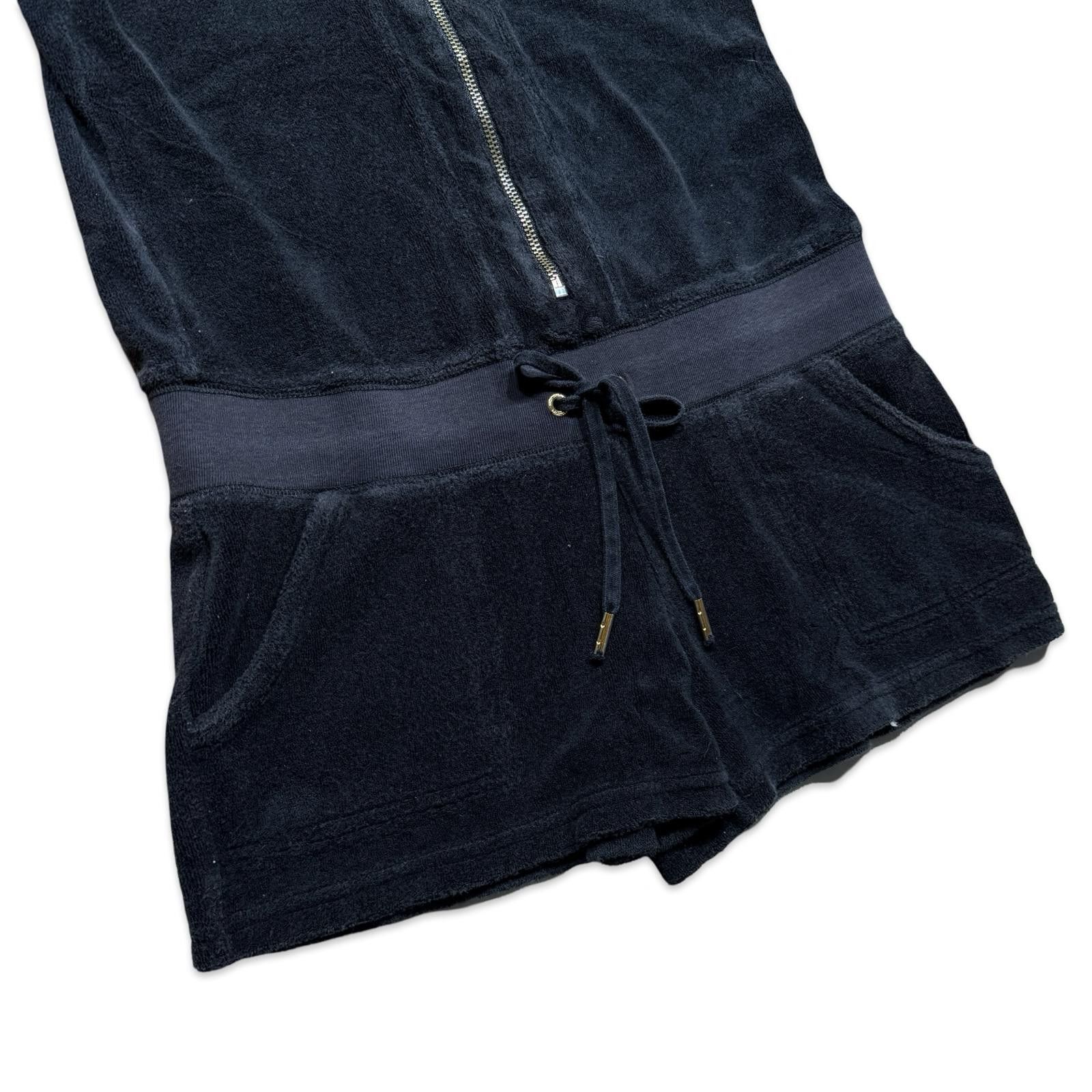 Juicy Couture Jeans Juicy Couture Vintage Black Terry Zip-Up Romper with Hood Size XS / US 0-2 / IT 36-38 - 2 Thumbnail