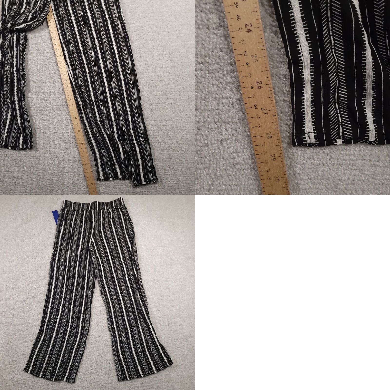Apt. 9 APT 9 Pants Womens Small Black White Striped Wide-Leg Pull On Rayon Lightweight Wide-Leg Trousers Bohemian Casual Travel Womens Size 28" / US 6 / IT 42 - 9 Thumbnail