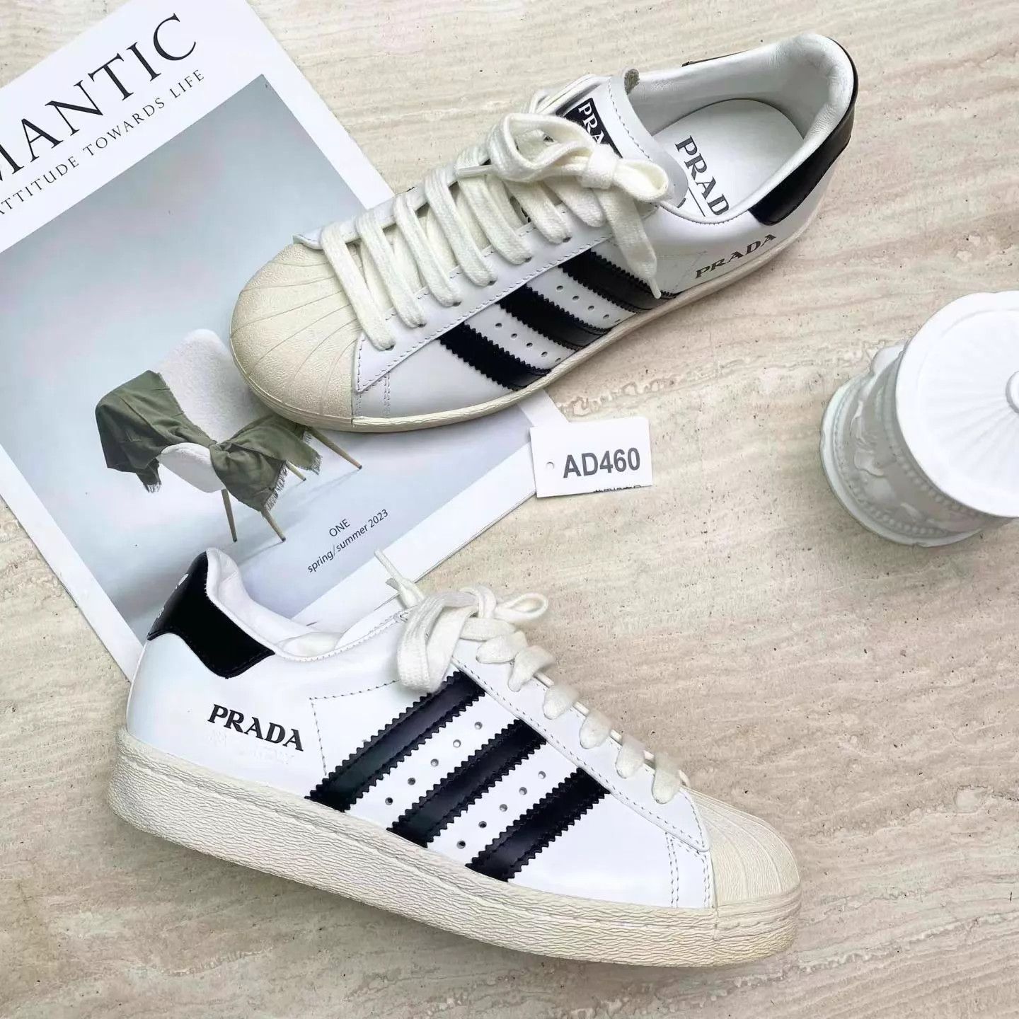 Adidas PRADA x adidas originals SUPERSTAR Black/White 37.5 Size US 7 / IT 37 - 2 Thumbnail