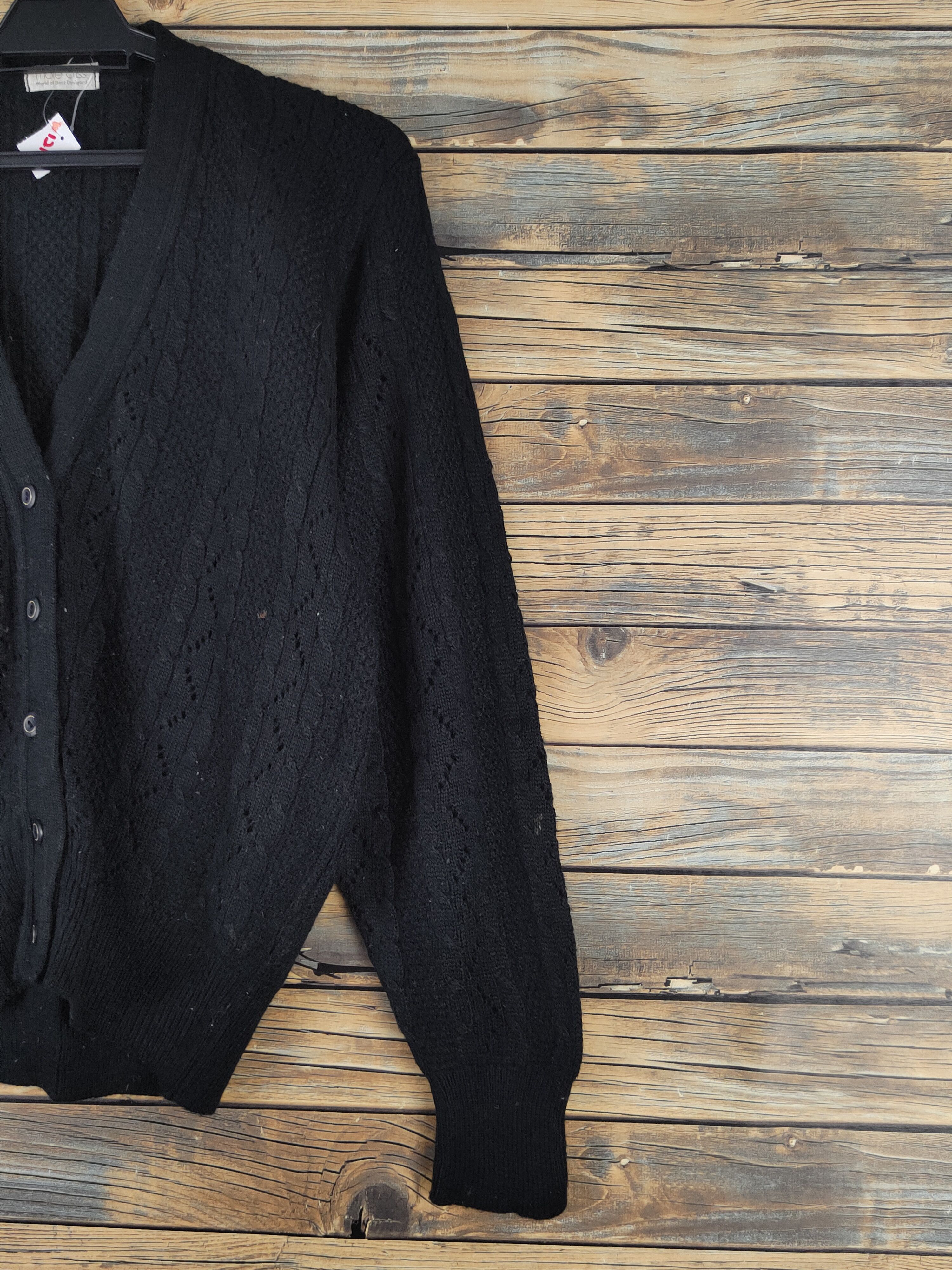 Aran Isles Knitwear × Japanese Brand More Criss Black Knitwear Cardigan #W1216 Size M / US 6-8 / IT 42-44 - 5 Thumbnail