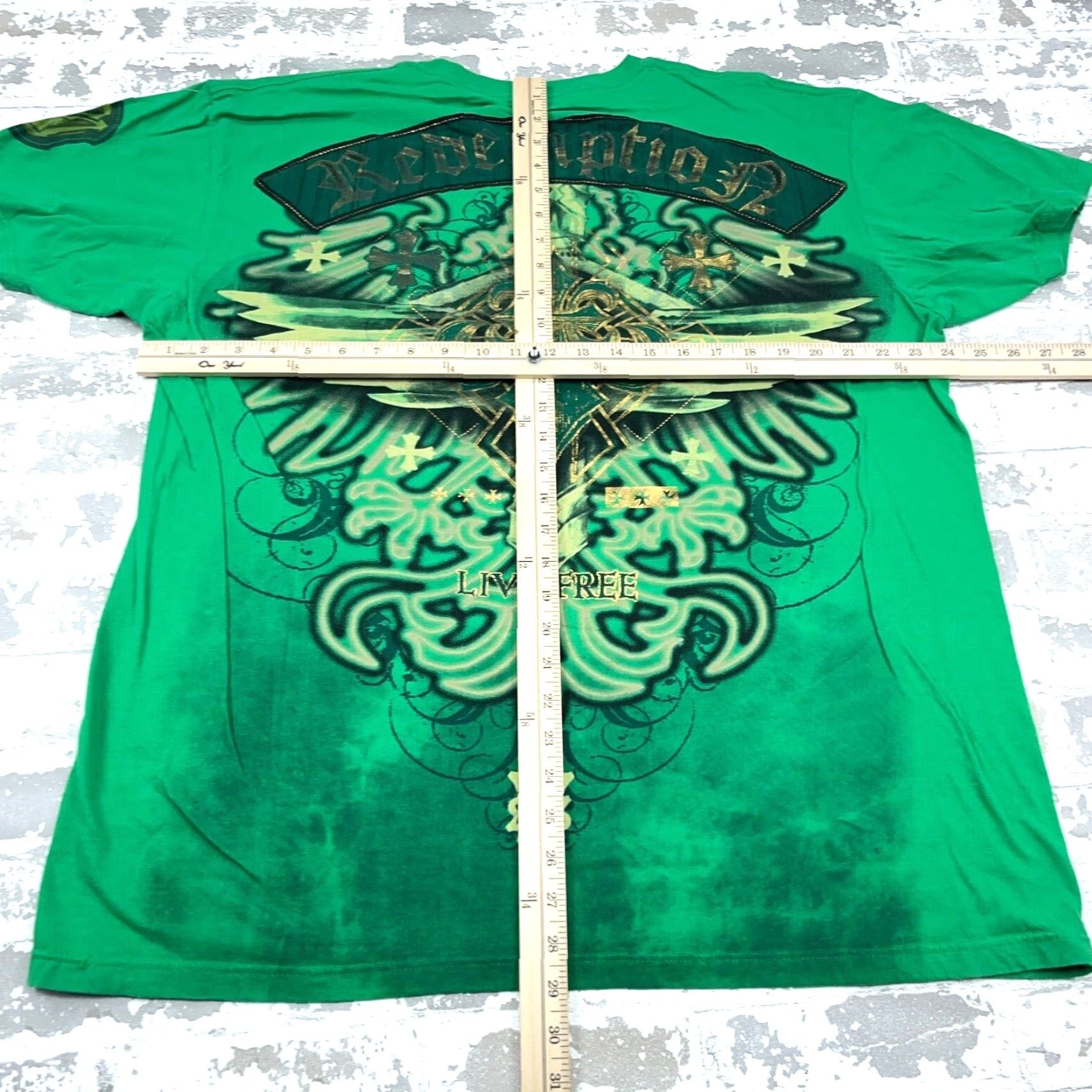 Vintage Raw State T-Shirt Men 2XL Green Logo Graphic Print Short Sleeve Muscle Punk Y2K USA Gothic Grunge Retro Skull Cross Wings MMA Fighter Vintage: No Size US XXL / EU 58 / 5 - 6 Thumbnail