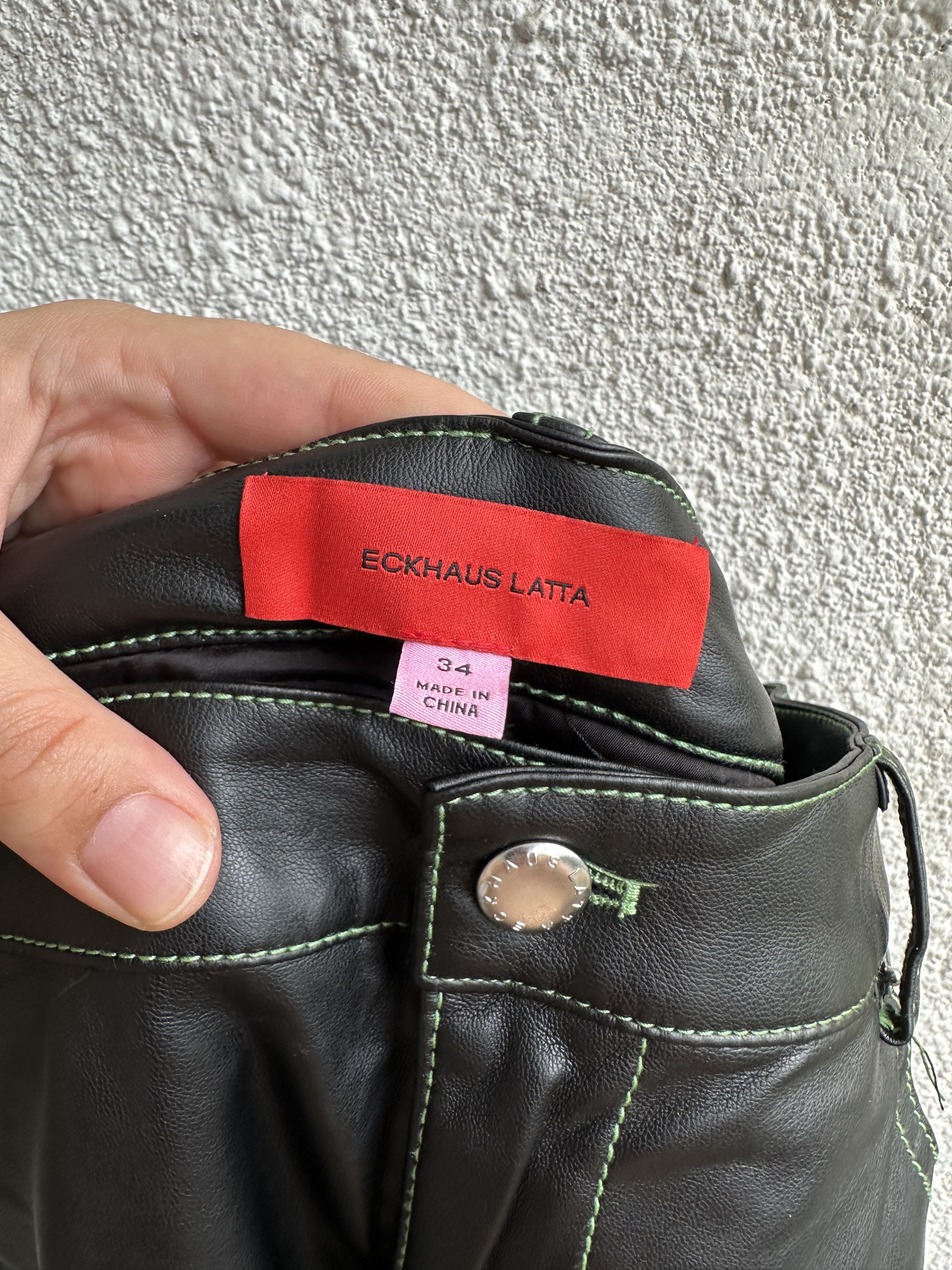 Eckhaus Latta BLACK FAUX-LEATHER PANELED PANTS Size US 34 / EU 50 - 5 Thumbnail