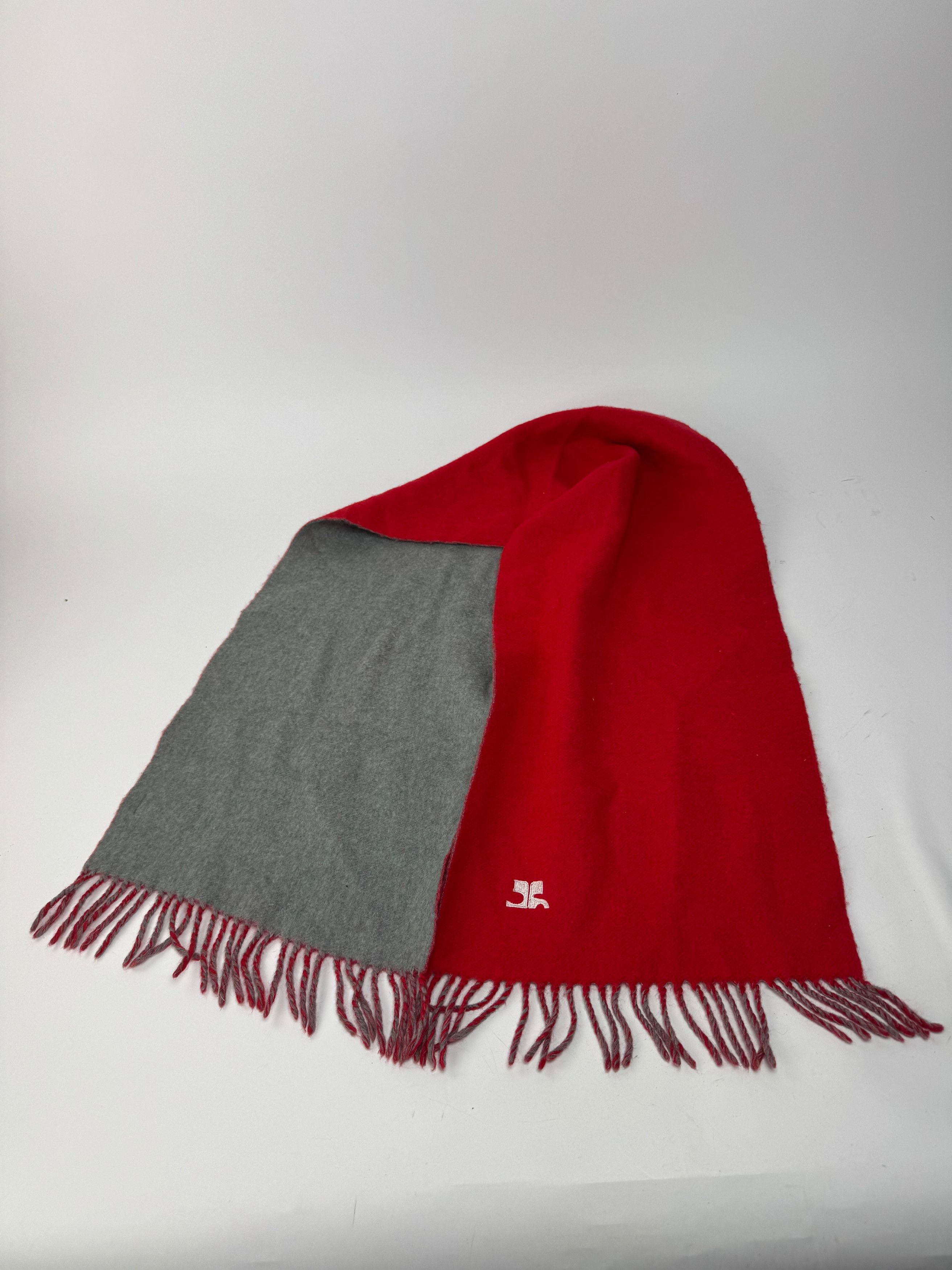 Courreges Vintage Paris wool scarf red grey Size ONE SIZE - 1 Thumbnail