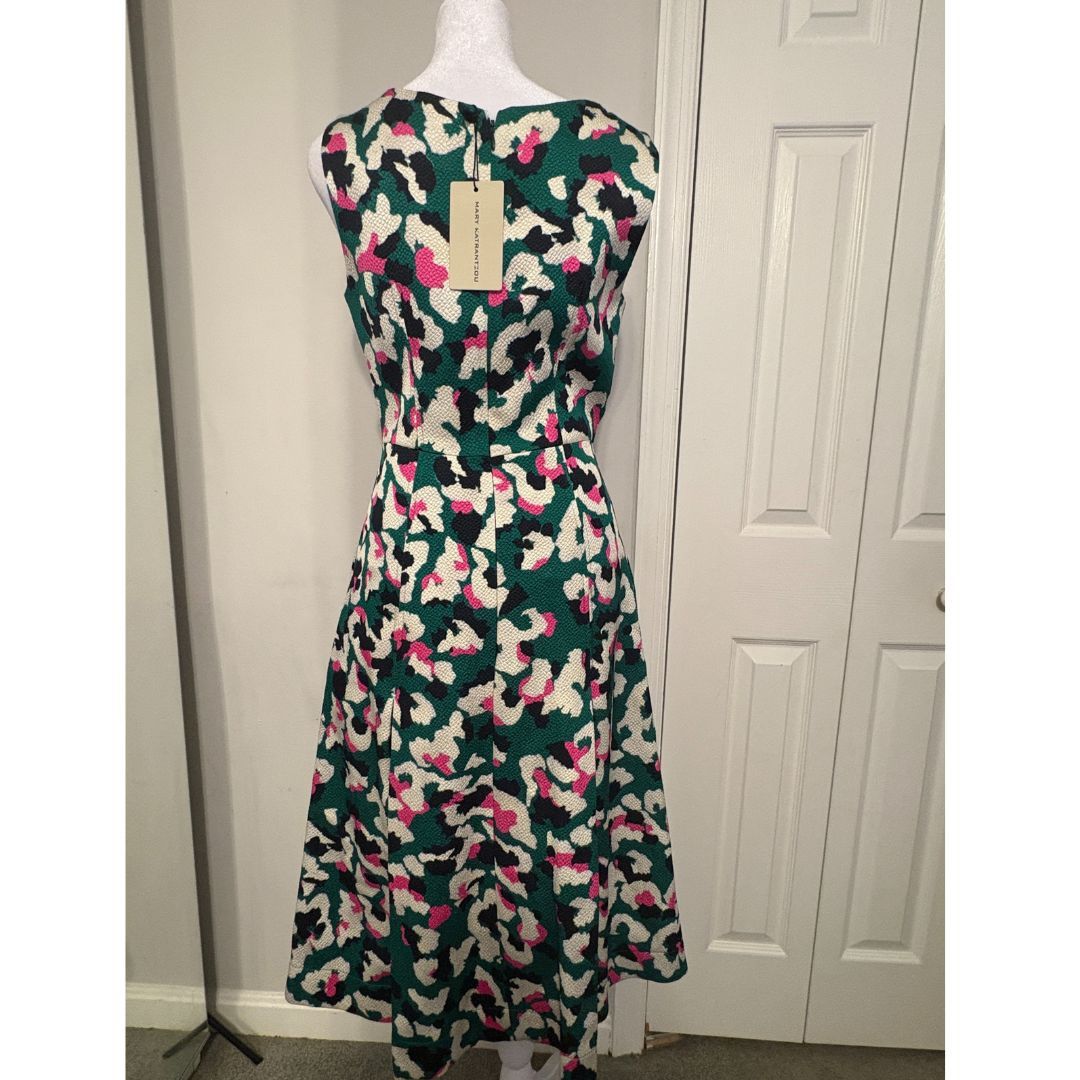 Mary Katrantzou Mary Katrantzou Green Floral Print Midi A-Line Dress Size S / US 4 / IT 40 - 4 Thumbnail